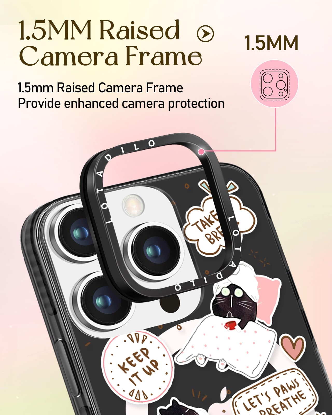 Lotadilo For Iphone 13 Pro Case For Women Girls - Cute Design Compatible With Magsafe Magnetic Ring Holder Stand Black Cat Aesth