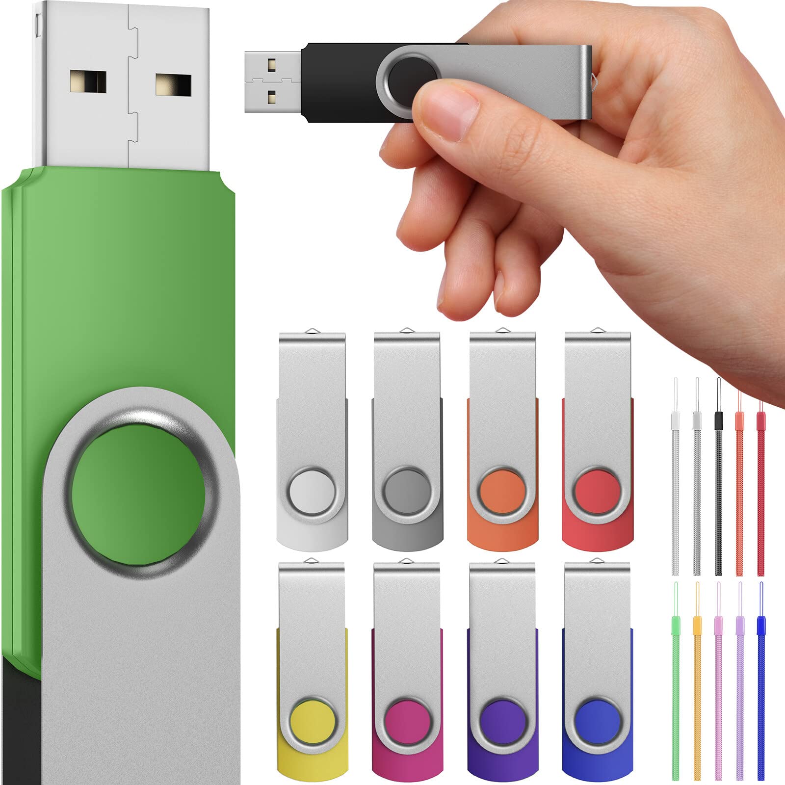 16Gb Usb3.0 Thumb Drives Bulk 10 Pack High Speed Flash Drives Swivel Zip Drive Jump Memory Stick For File Backup And Transfer Pe