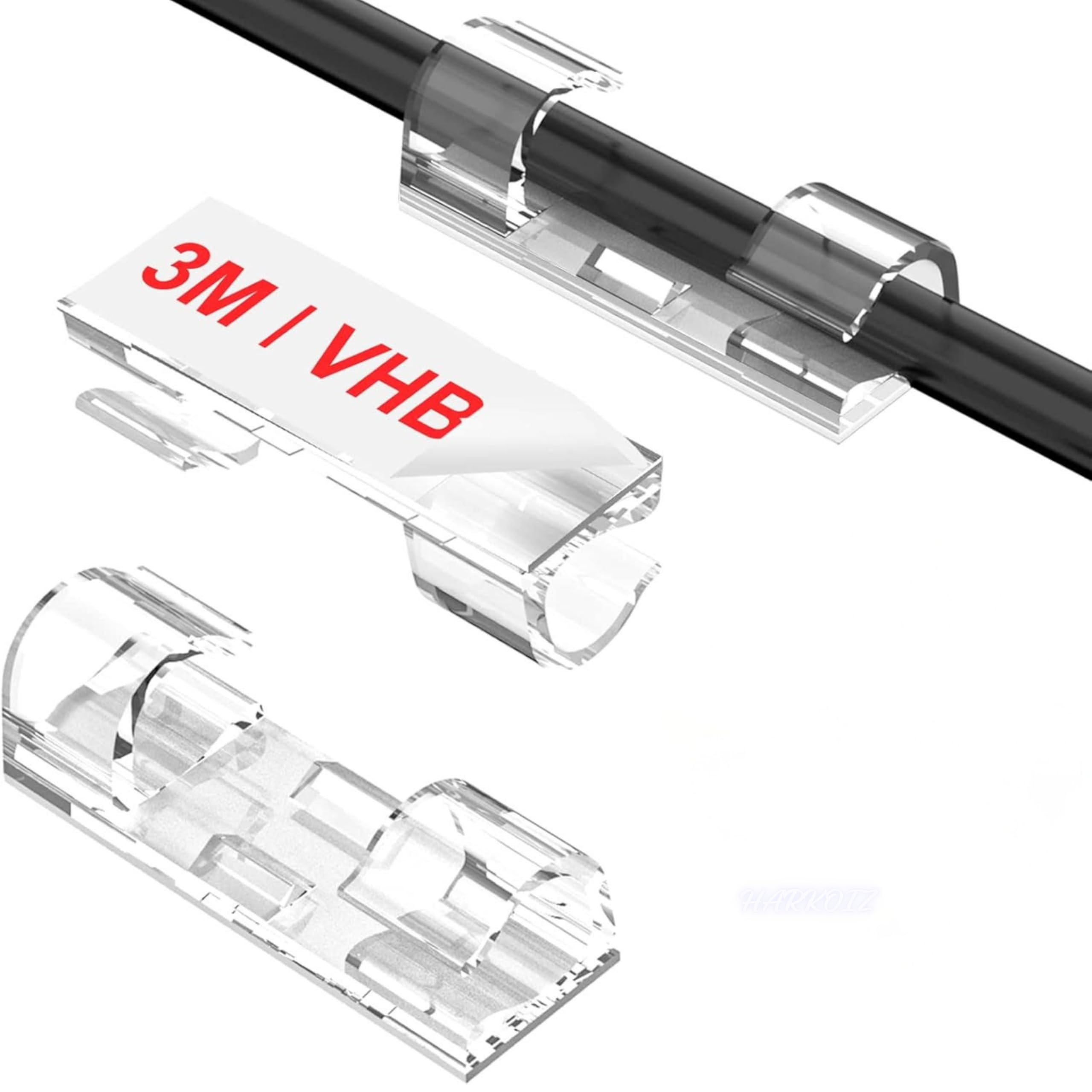 Clear Cable Clips For Home Cable Management (Pack Of 60) | Self Adhesive Wire Clips For Desk, Wall & Switchboard Area | Cord Org