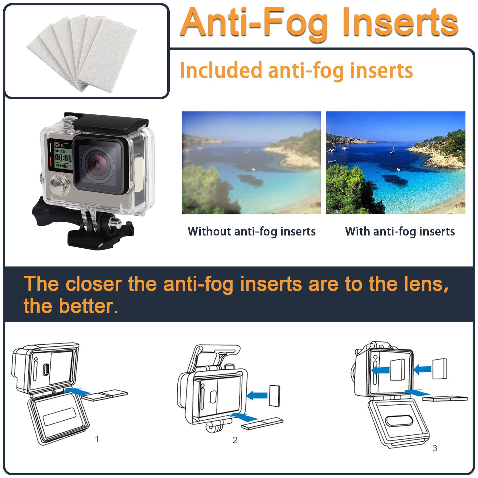 Waterproof Housing Case For Gopro Hero 4 3 Plus, Protective Underwater Dive Shell With Bracket For Go Pro Hero4 3+ Action Camera