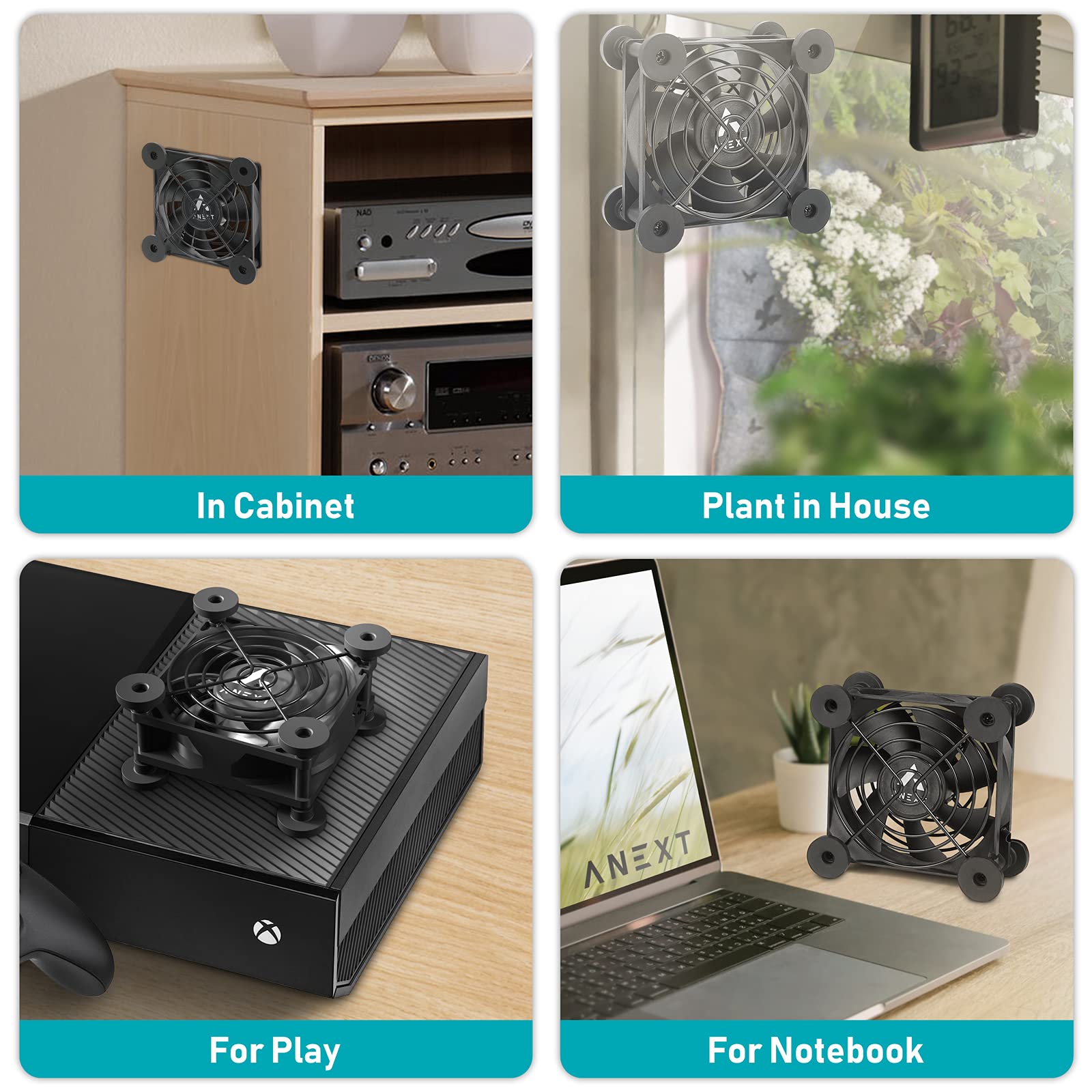 Anext, Usb Fan, Usb Computer Fan, Silent Fan For Receiver Dvr Playstation Xbox Computer (80Mm,Black Dual Packs)