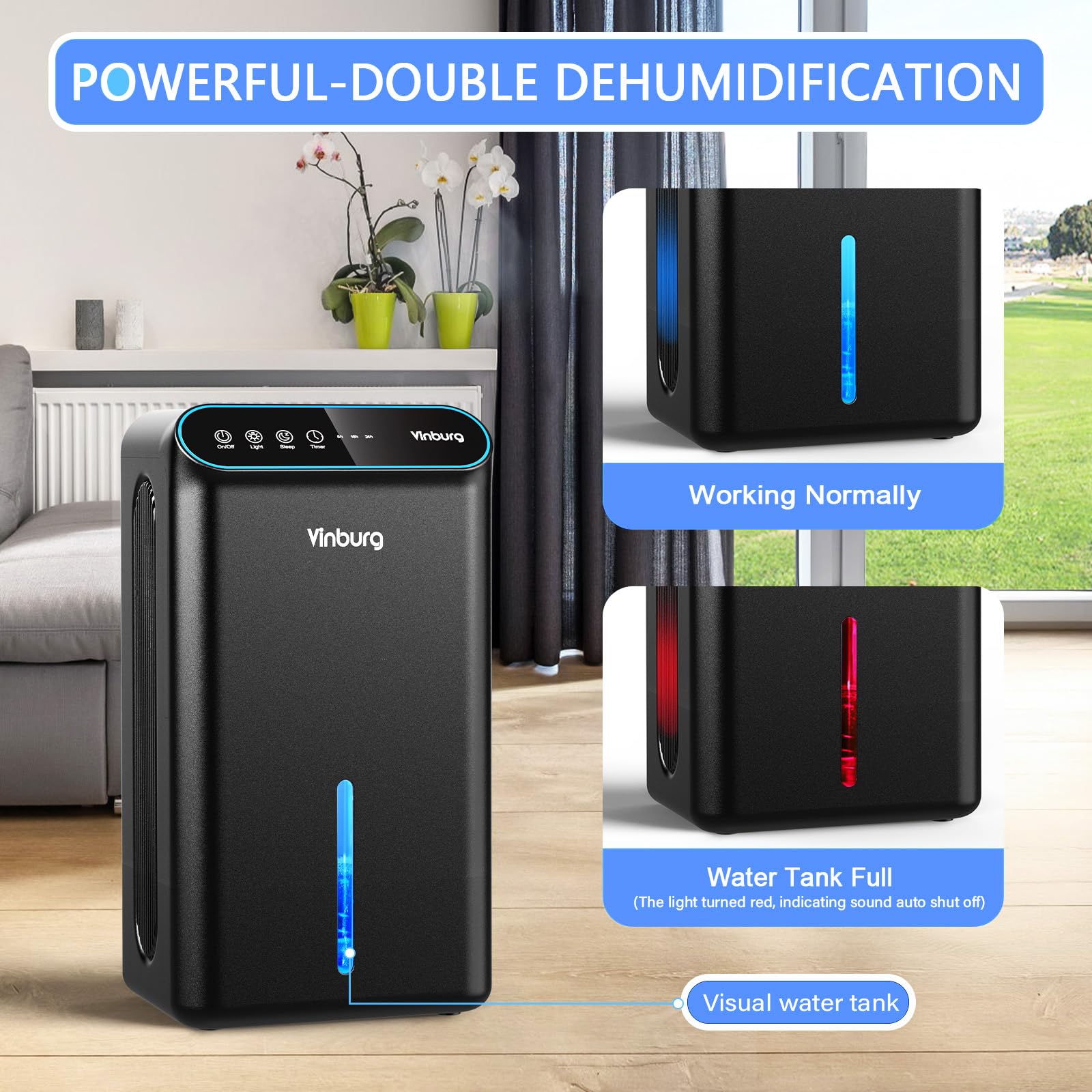 Dehumidifier For Home (85 Oz Water Tank, 800 Sq.Ft) Quiet Small Dehumidifier For Basement Bedroom Bathroom With Drain Hose, 3 Ge