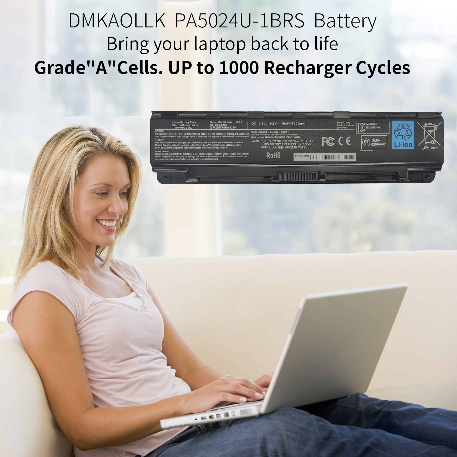 DMKAOLLK Laptop Battery PA5024U-1BRS for Toshiba Satellite S75 P75 C850 C55 L800 P875 Series