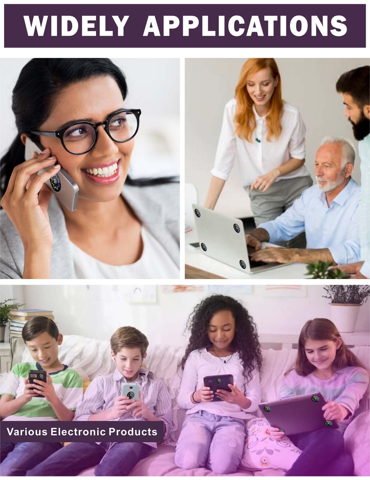 Stickers For Cell Phones/Tablets/Laptops/All Devices, [Reusable], Suitable For Anyone,Black (12 Pcs)