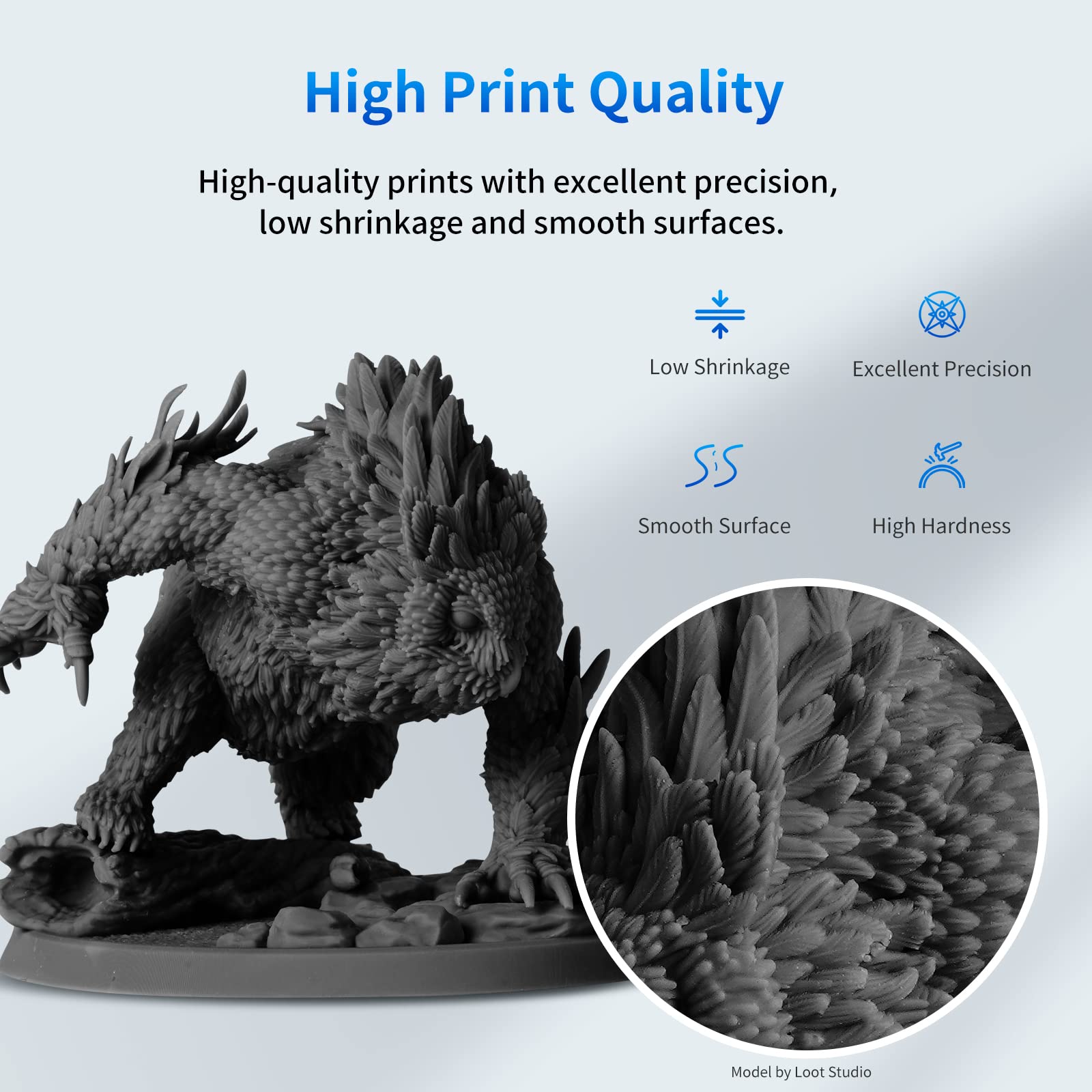 Anycubic 3D Printer Resin, 405Nm Sla Uv Curing Resin, High Precision & Rapid Photopolymer For Lcd/Dlp/Sla 3D Printing (Black, 1K
