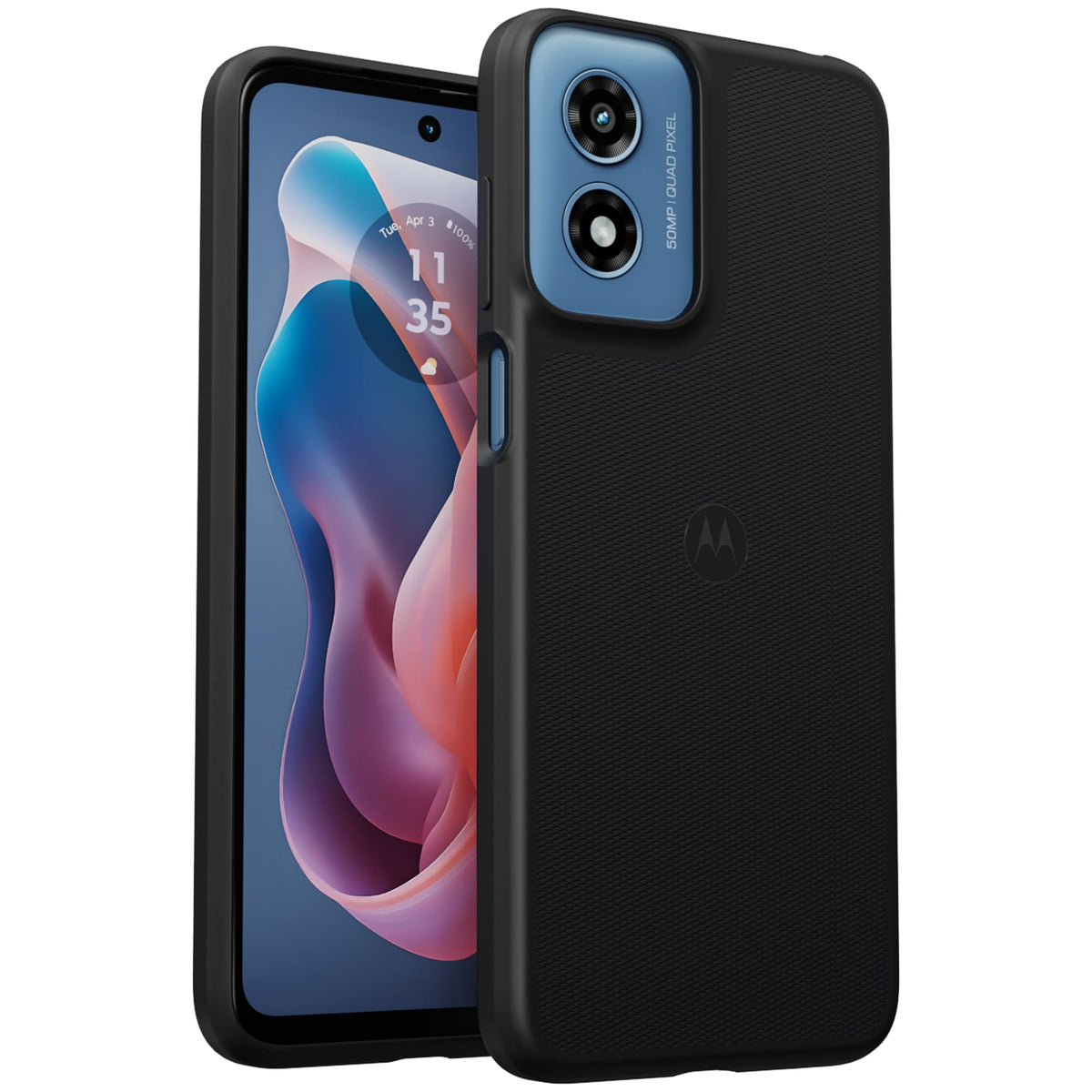 Motorola Moto G Play (2024) Textured Protective Case  Black   Precision Fit Shock Absorbing Cases For Enhanced Phone Grip, Style