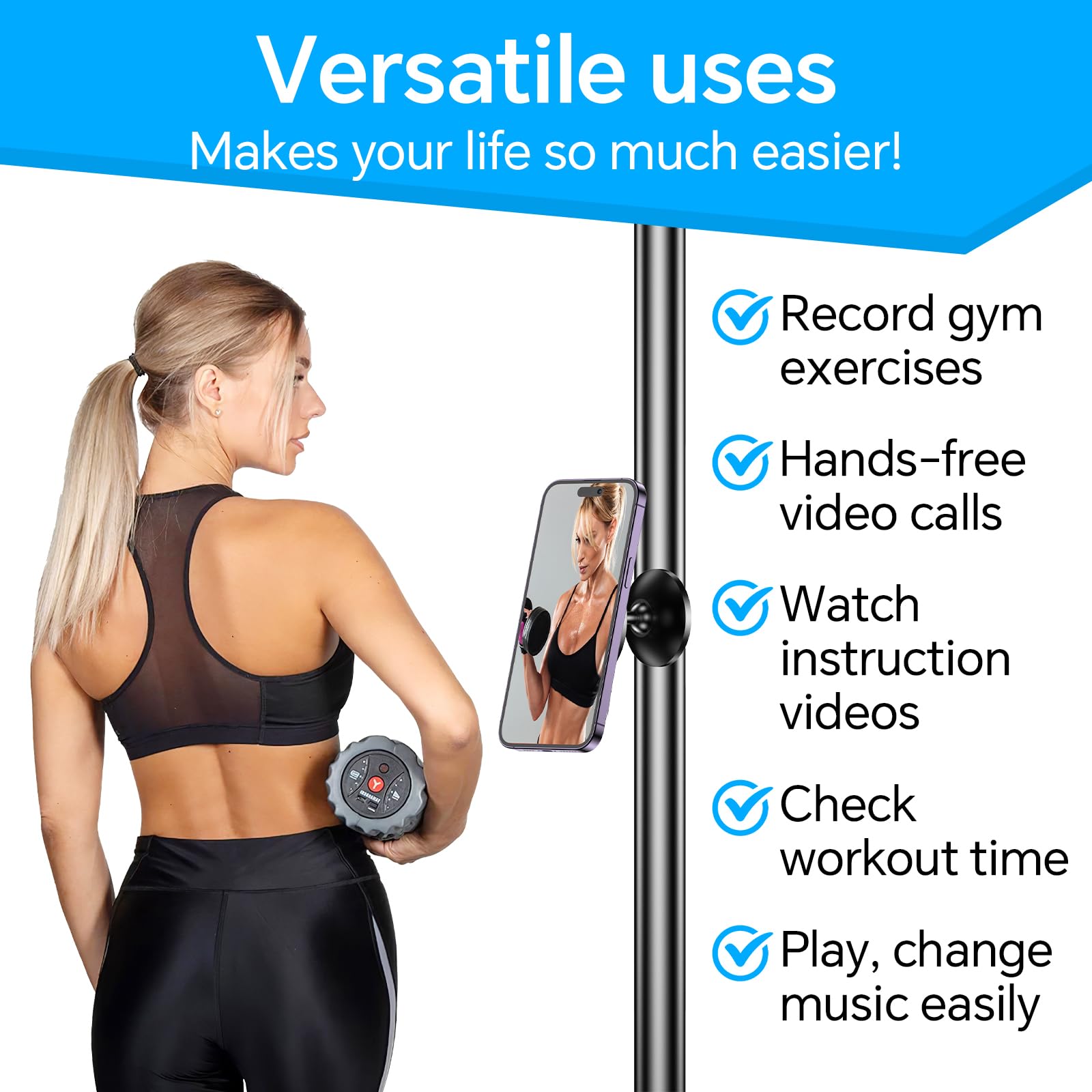 Gym Magnetic Phone Holder Mount For Magsafe?All Metal?Dual Magnetic Phone Holder For Gym Accessories Attach To Metal Surface, Gy