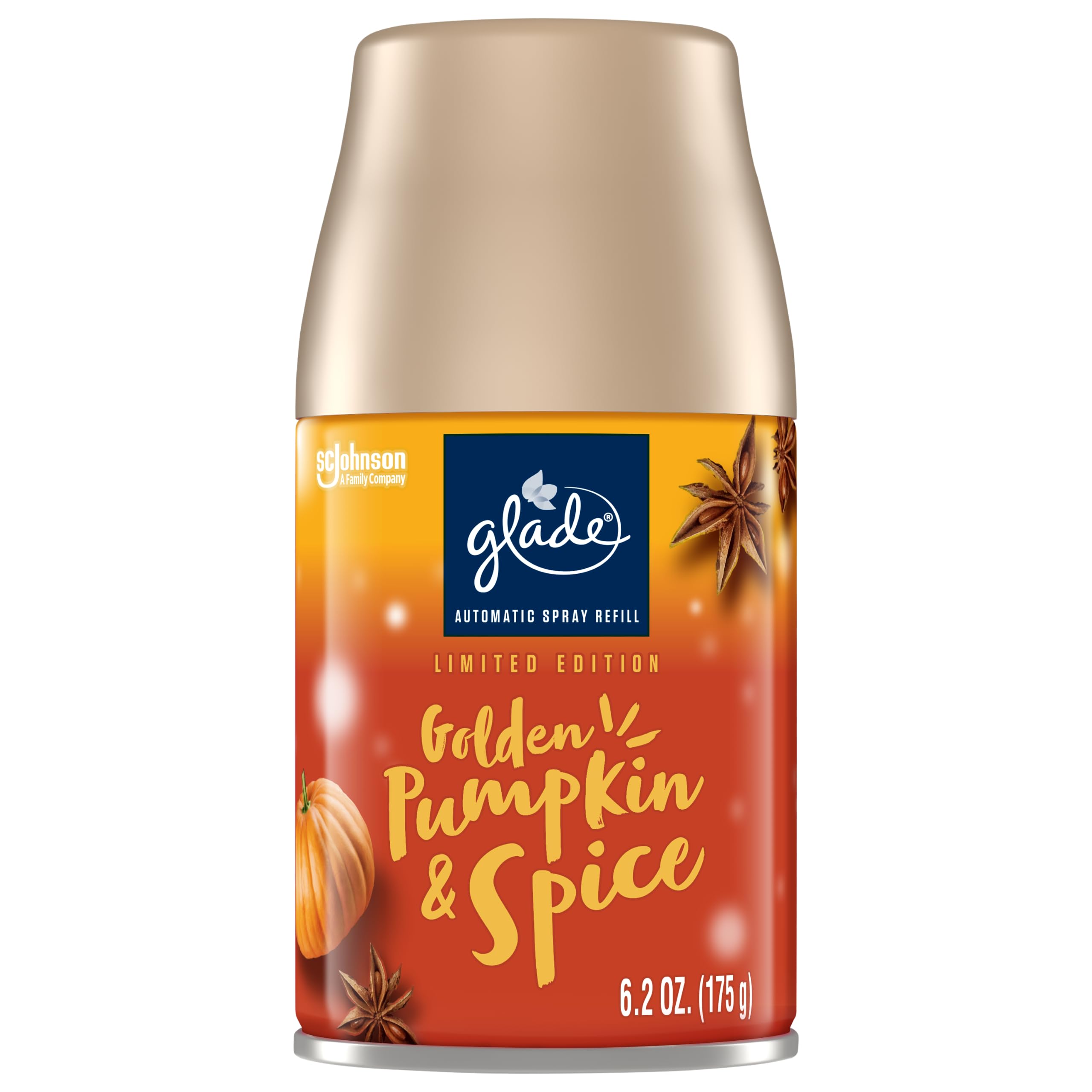 Glade Automatic Spray Refill, Air Freshener For Home And Bathroom, Golden Pumpkin & Spice, Limited Edition Scent, 6.2 Oz