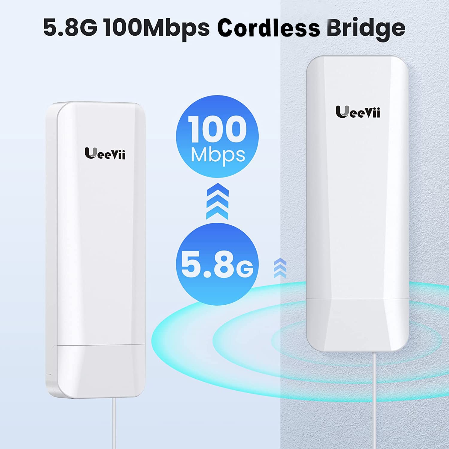 Wireless Bridge,Point To Point 5.8G Outdoor Bridge With 14Dbi Directional Antenna 3Km Long Range Working Distance 24V Poe Adapte