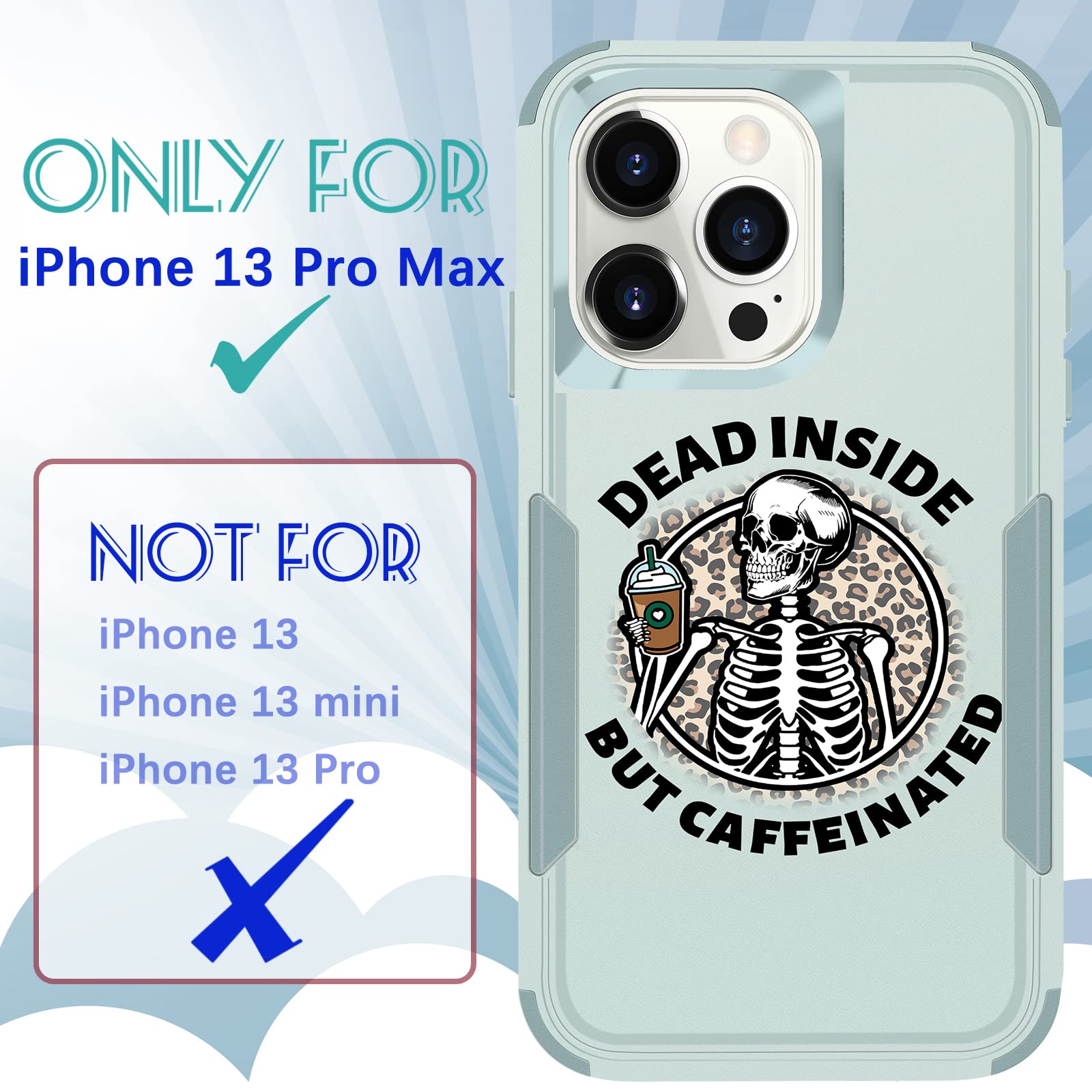 Plakill iPhone 13 Pro Max Heavy Duty Shockproof Phone Case Coffee Skeleton