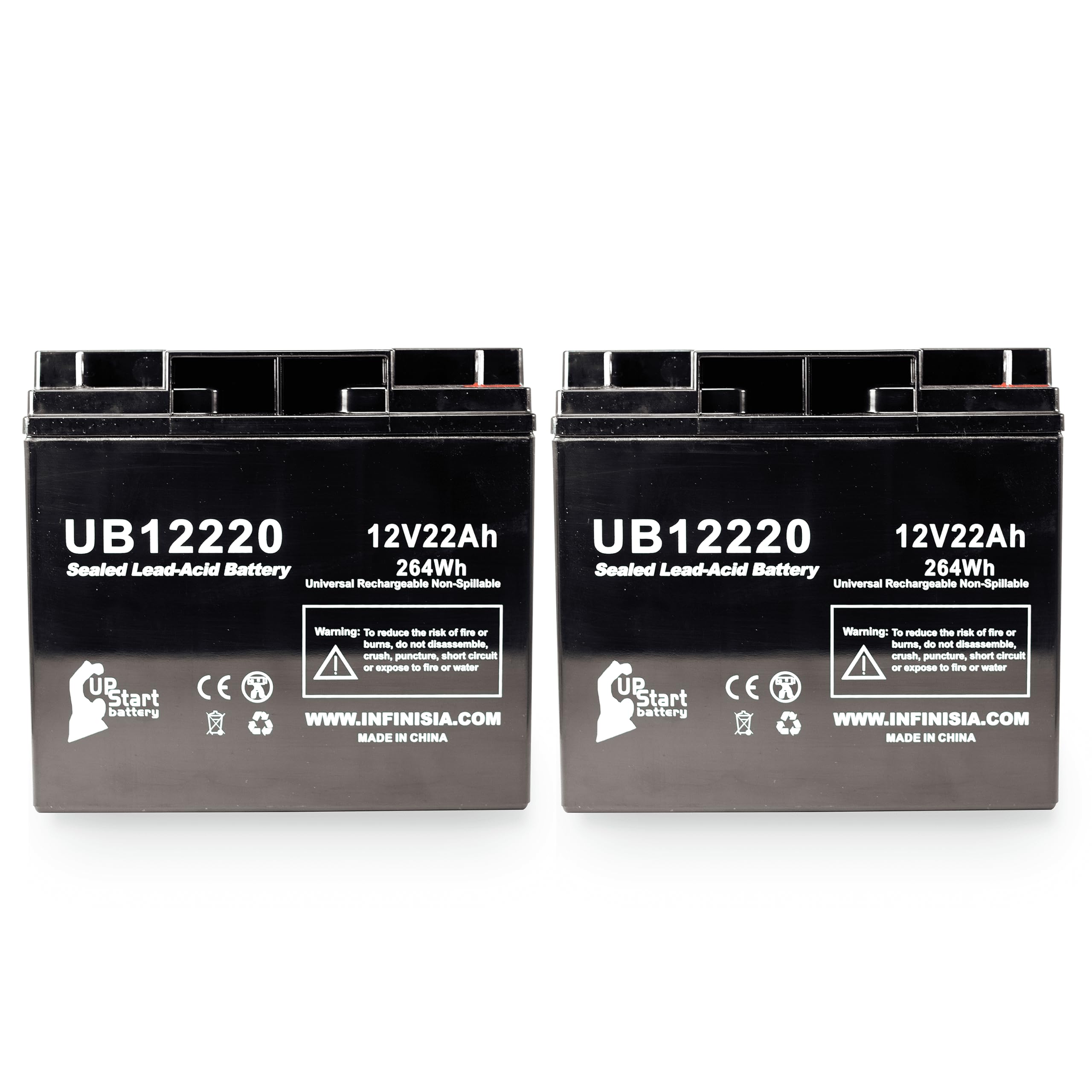 2 Pack Replacement For Pride Gogo Elite Traveler Plus Battery   Replacement Ub12220 Universal Sealed Lead Acid Battery (12V, 22A