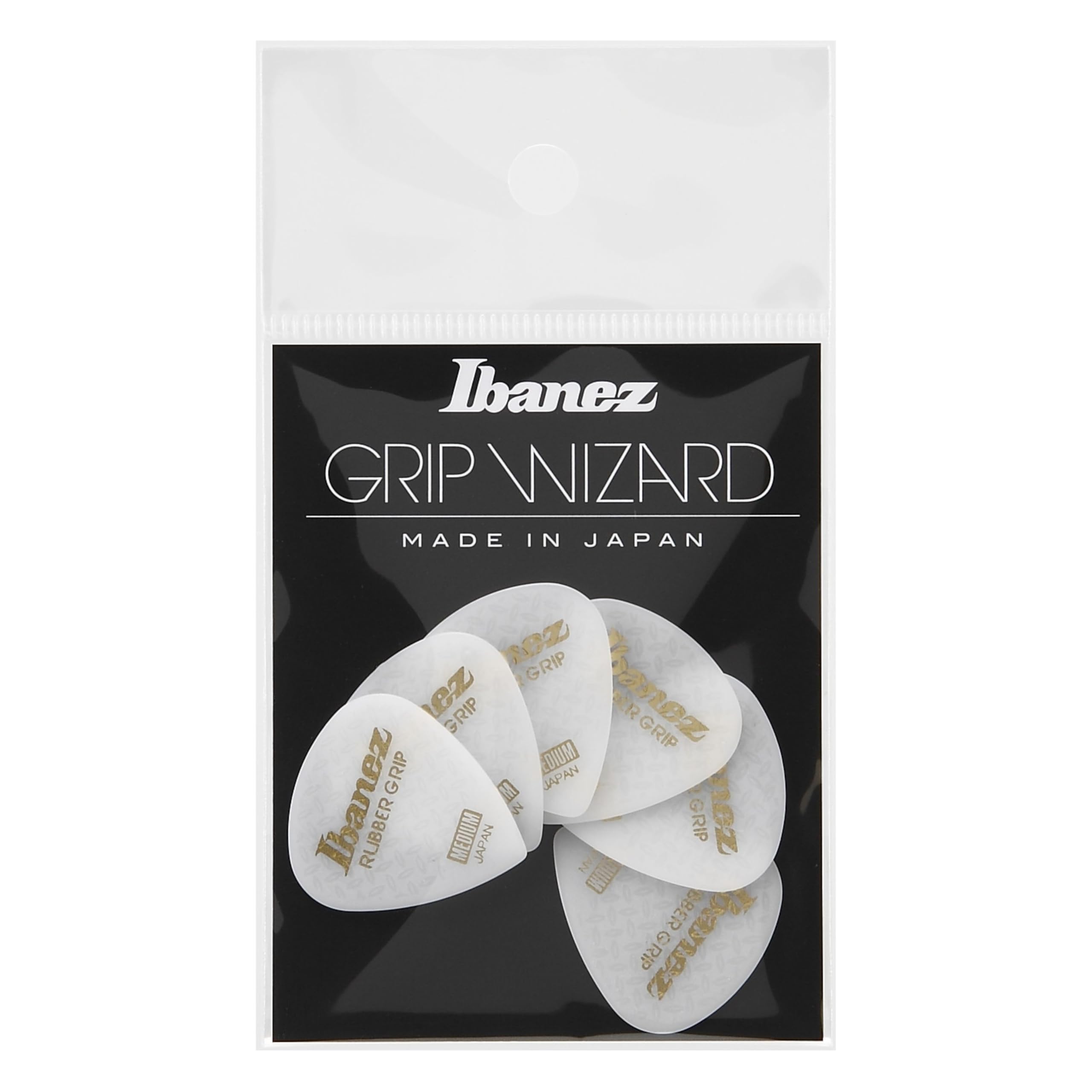 Ibanez PA16MRG-WH Anti-Slip Picks Grip Wizard Series Rubber Grip Pick 0.8mm White 6 Pack