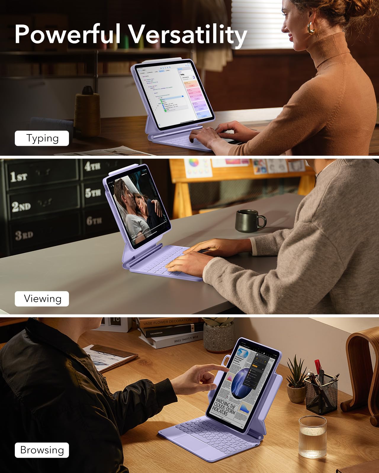 Esr Ipad Air 11 Inch Case With Keyboard (M2, 2024), Easy Set Magnetic Stand, Portrait/Raised Modes For Ipad Pro 11/Air 5Th/4Th G