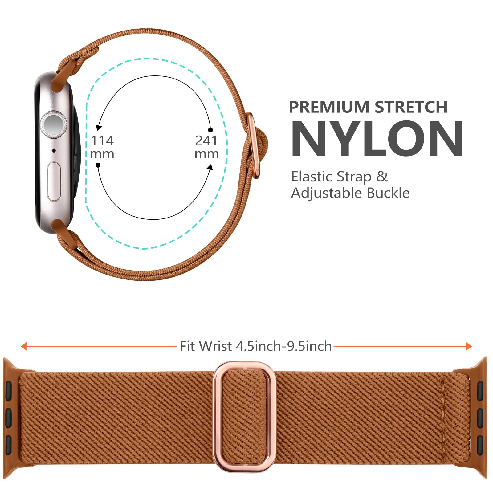 Maledan Compatible With Apple Watch Ultra 2/1 Band 38Mm 40Mm 41Mm 42Mm 44Mm 45Mm 49Mm Women Men,Stretchy Nylon Elastic Cloth Spo