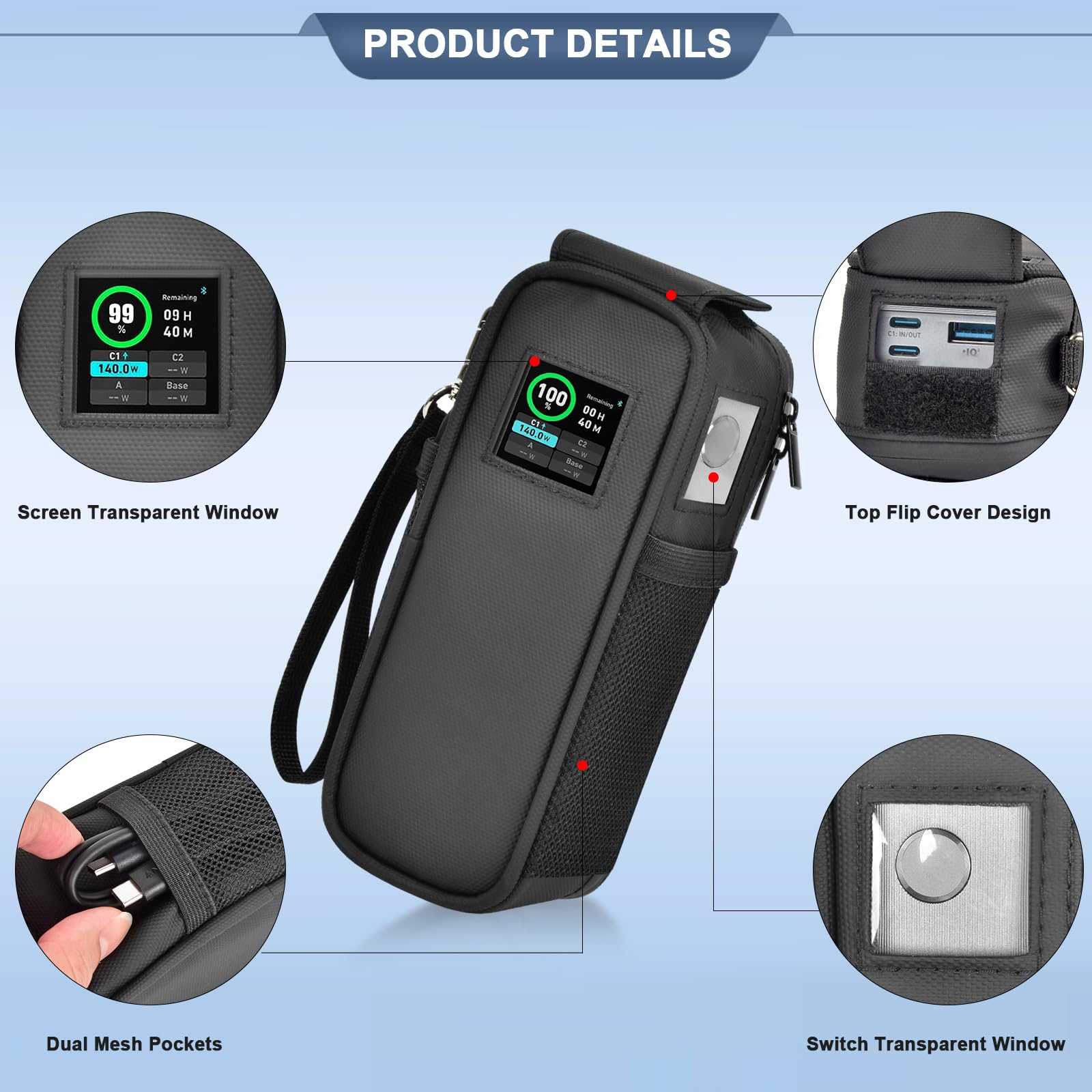 Case Compatible With Anker Prime 27,650Mah Power Bank 250W, Laptop Phone Computer Battery Chargers Travel Carrying Holder For An