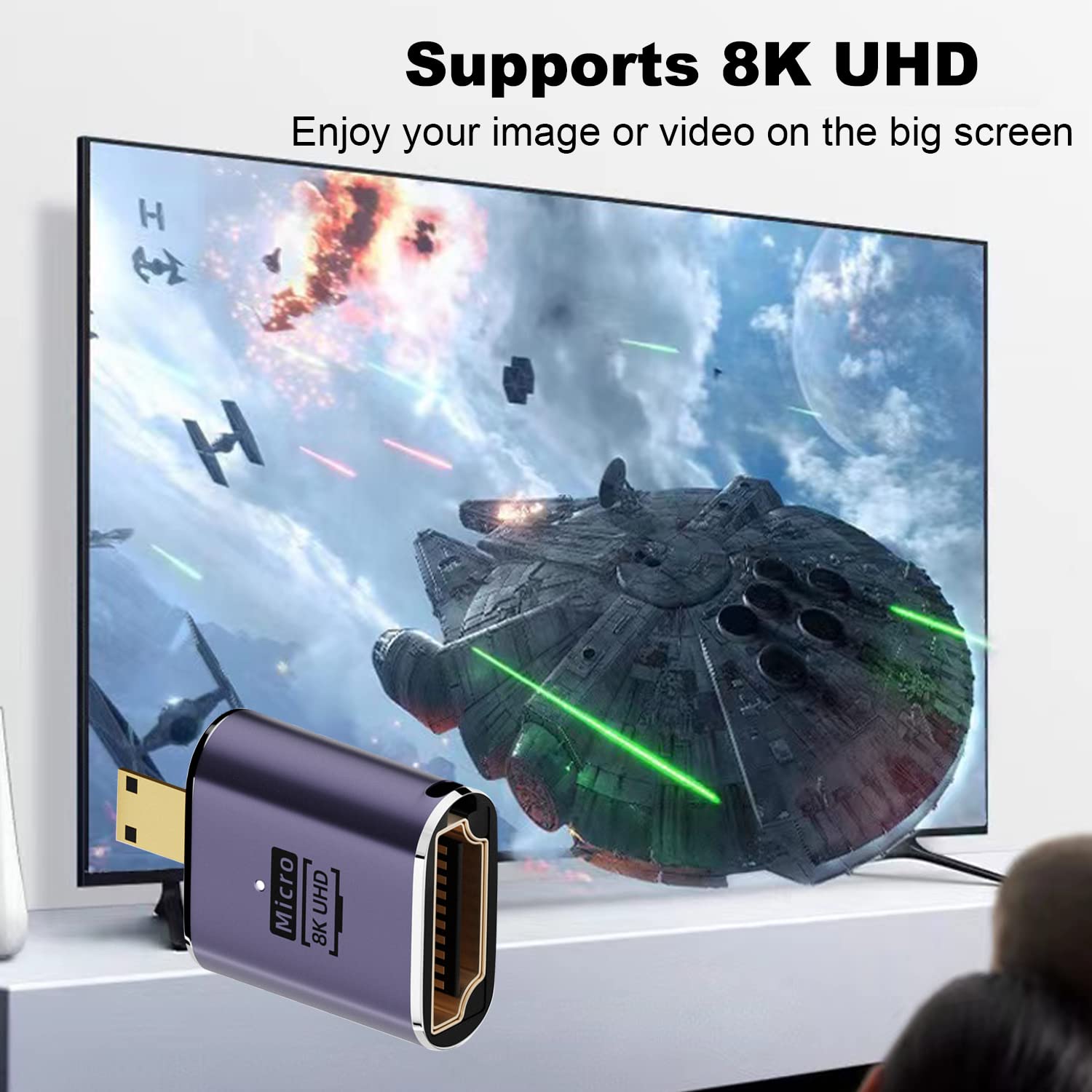 Areme 8K Micro Hdmi To Hdmi Adapter (2 Pack), Micro Hdmi Male To Hdmi Female Cable Converter Connector For Sony A6000, Raspberry