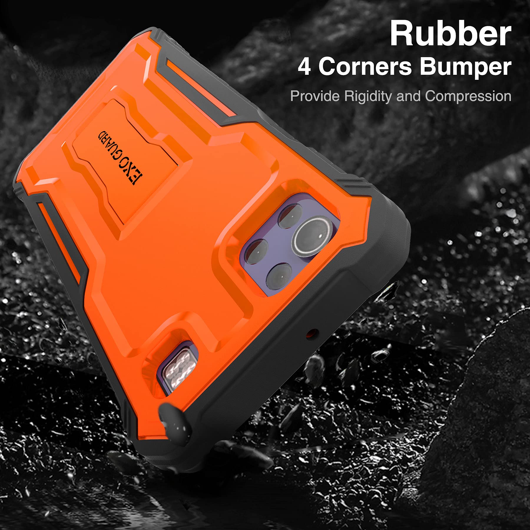 Exoguard For Lg K92 5G Case, Rubber Shockproof Full-Body Cover Case Built-In Screen Protector With Kickstand Compatible With Lg