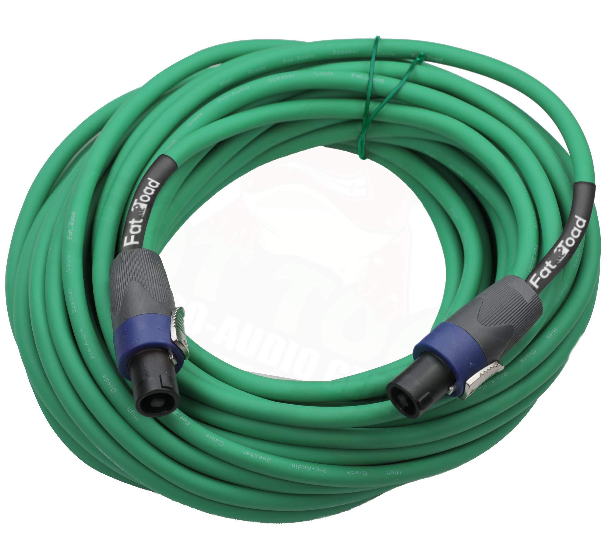 Fat Toad Speakon To Speakon Cables (2 Pack) 50Ft Professional Pro Audio Green Speaker Pa Cord With Twist Lock Connector | 12 Awg