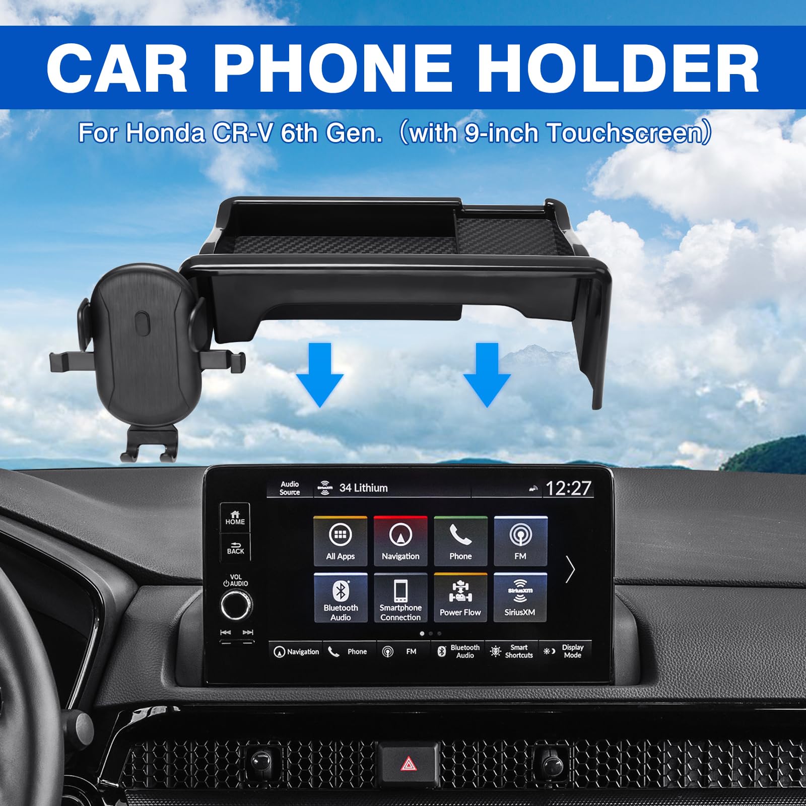 Autorder Car Phone Holder For 2023-2026 Honda Cr-V Crv Accessories 7/9-Inch Cell Phone Mount With Dash Organizer Hands-Free 360