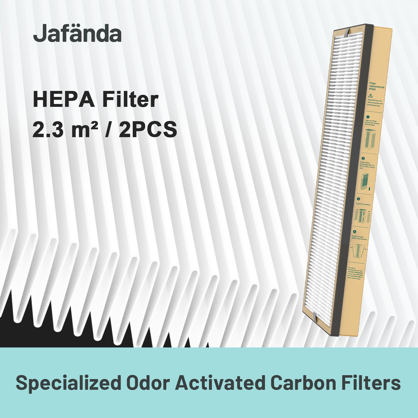 Jafnda Jf888 Replacement Filter, 2 Pack Specialized Odor Filters, With 3.08 Lb Modified Activated Carbon, Remove Ammonia, Amine,
