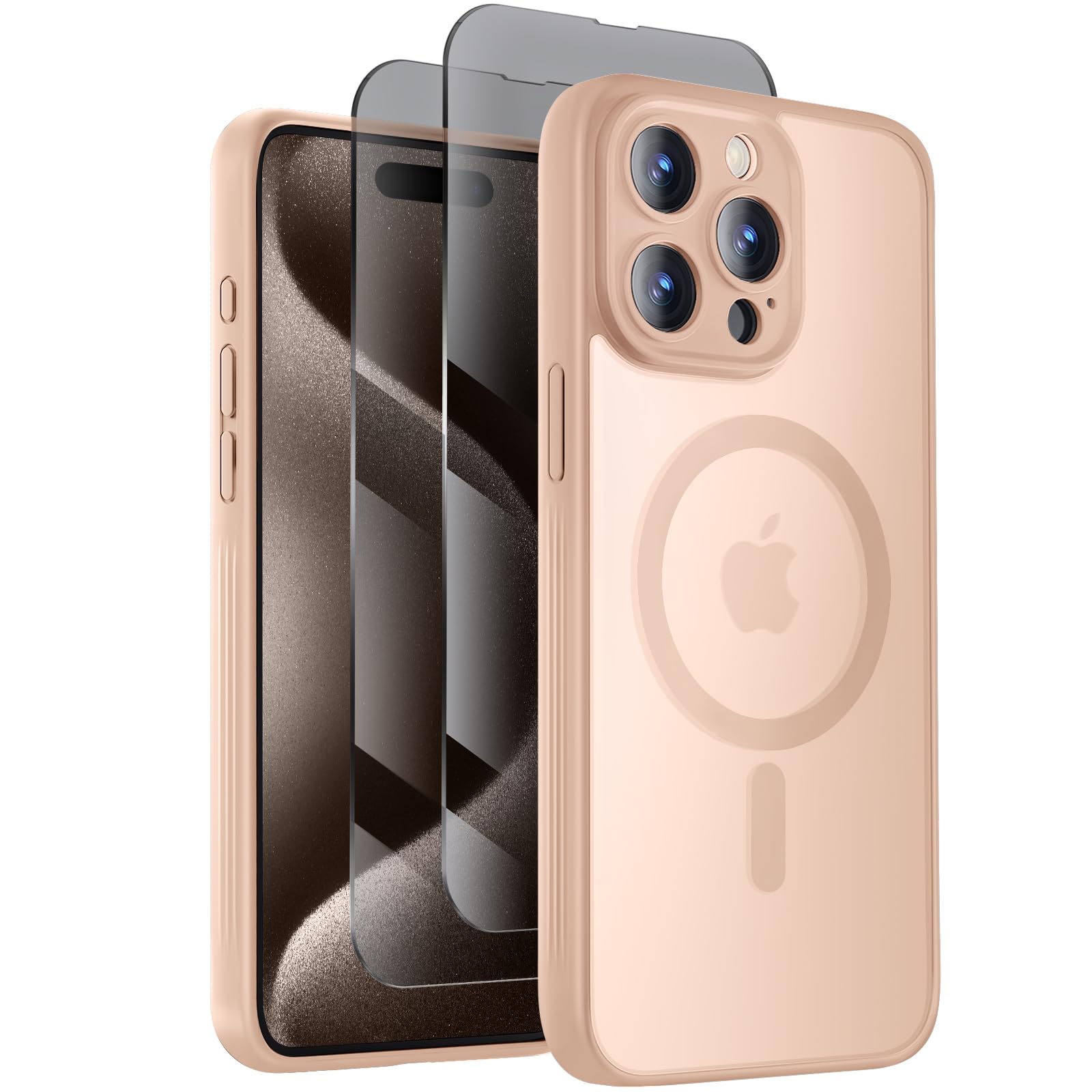 Symcele Designed For Iphone 15 Pro Max Case, Compatible With Magsafe, With Privacy Screen Protectors X2, [Camera Protection] [15