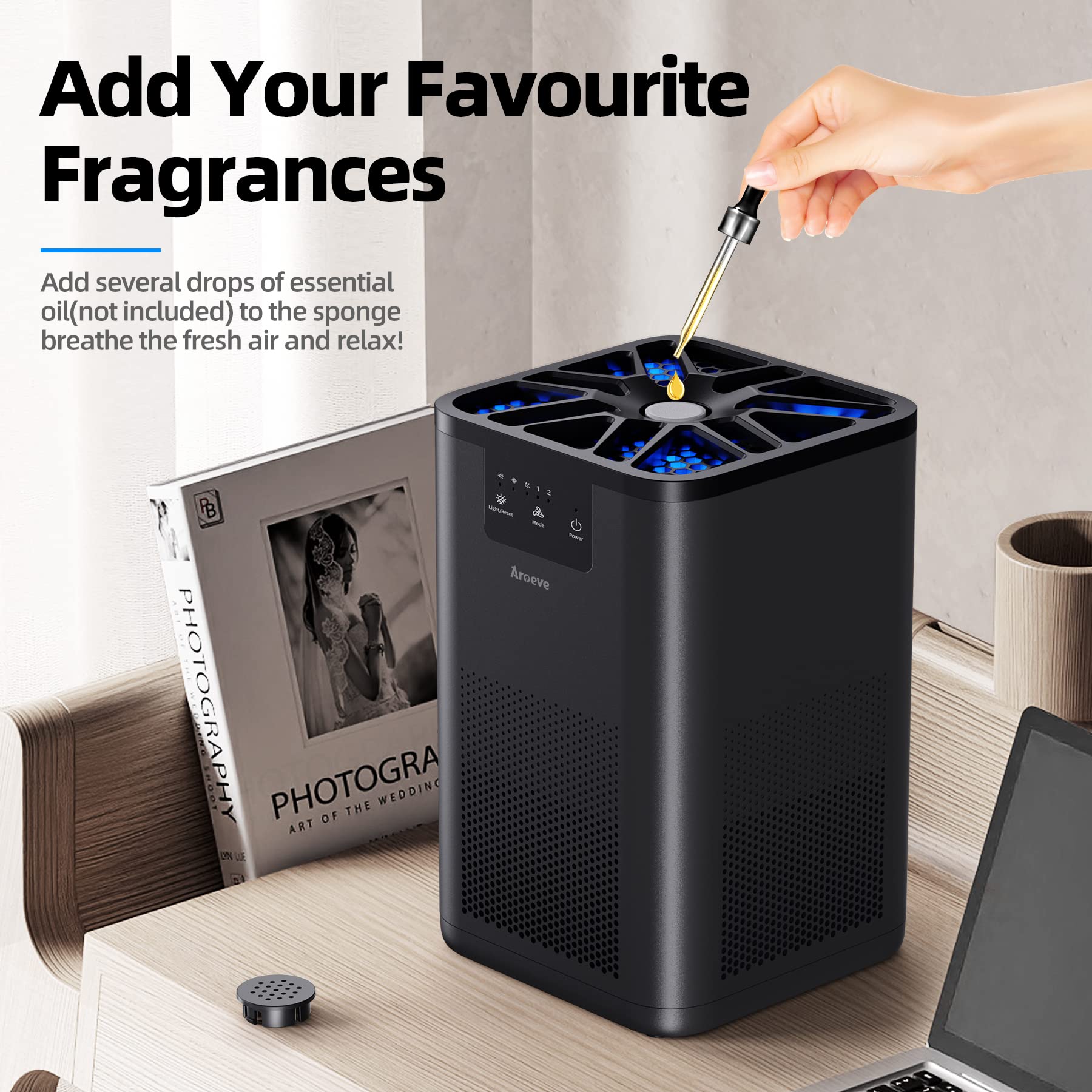 Aroeve Air Purifiers For Bedroom Air Purifier With Aromatherapy Function For Pet Smoke Pollen Dander Hair Smell 20Db Air Cleaner