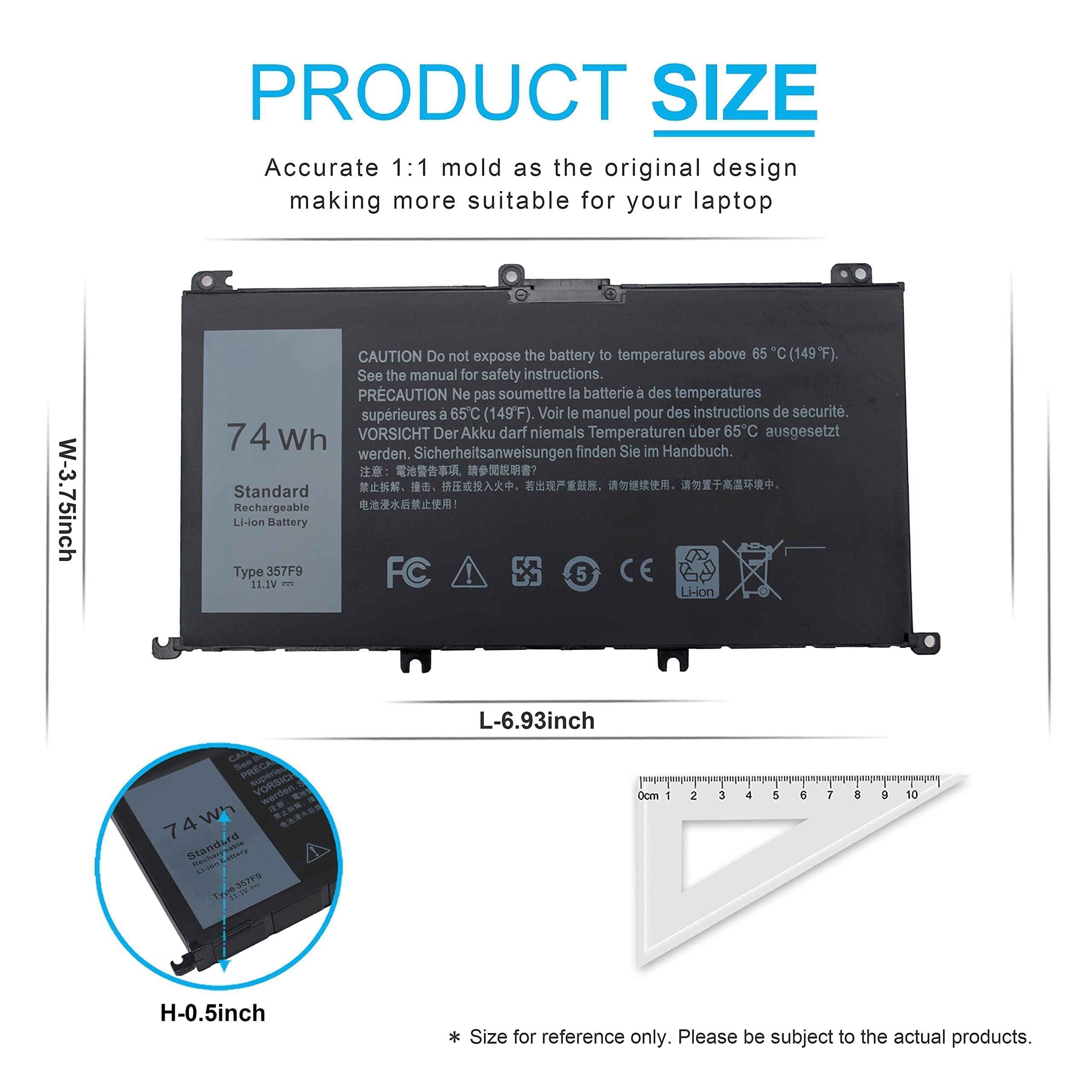 74Wh Type 357F9 71Jf4 Battery For Dell Inspiron 15 7000 Gaming 15 7559 I7559 7557 I7557 5577 7567 5576 7566 I7559 5012Gry I5577