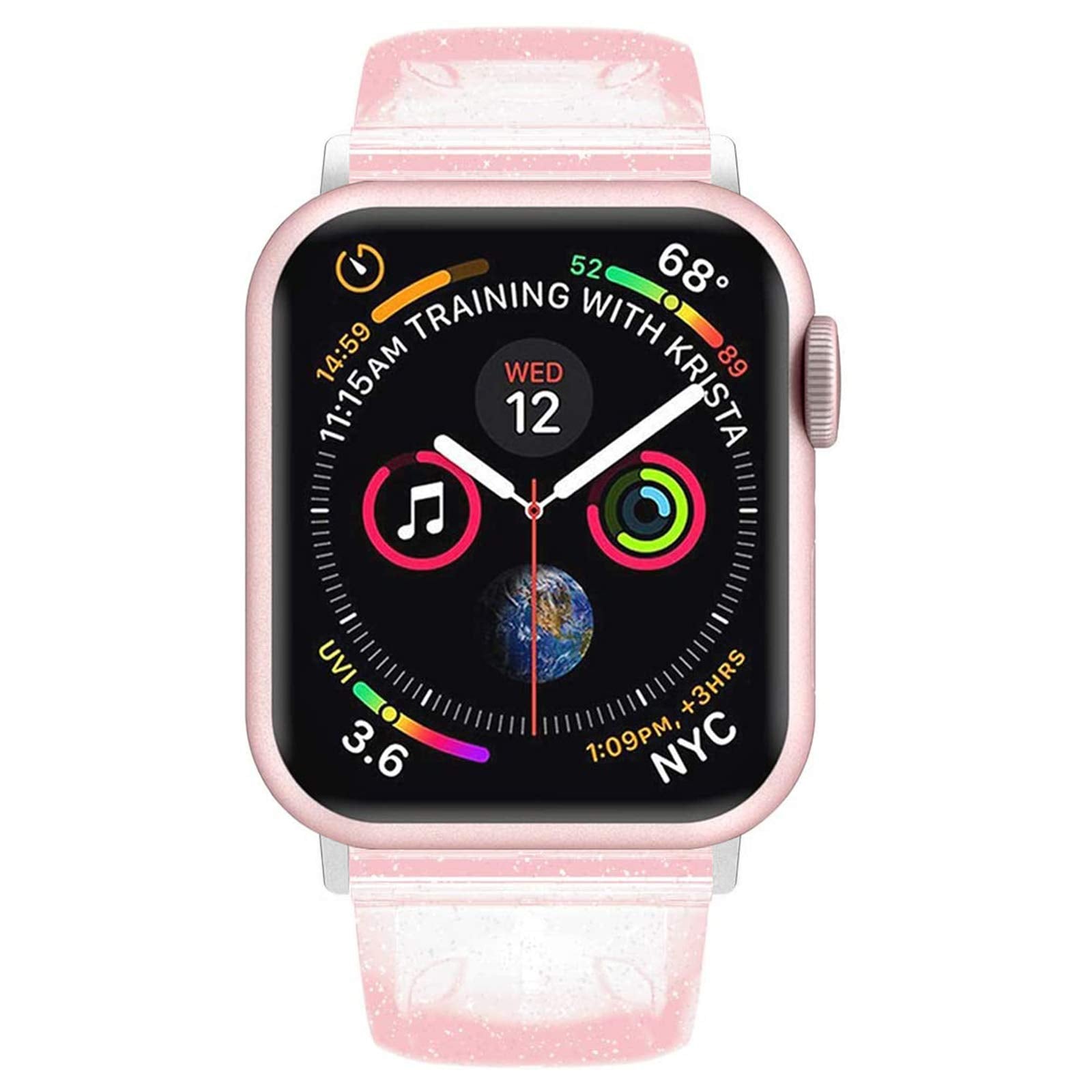 Iiteeology Compatible With Apple Watch Band 42Mm 44Mm 45Mm 49Mm, Women Glitter Silicone Sports Iwatch Band For Iwatch Ultra 2/Se