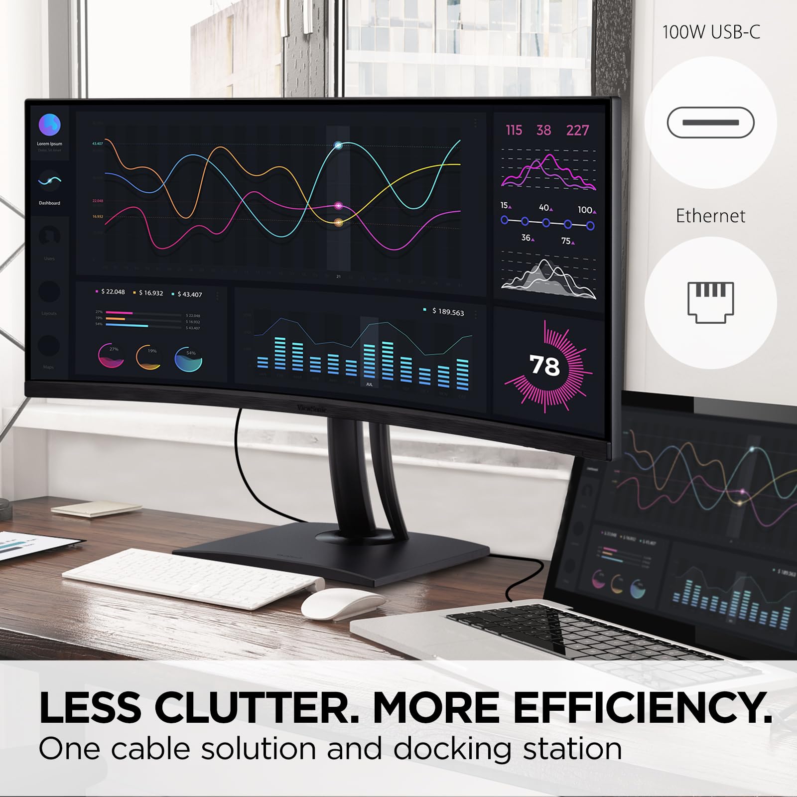 34'' Colorpro Uwqhd Crvd Mntr|34 Colorpro  21:9 Curved Uwqhd Monitor With 75Hz, Freesync, 100W Usb C, Rj45 And Srgb,3440 X 1440