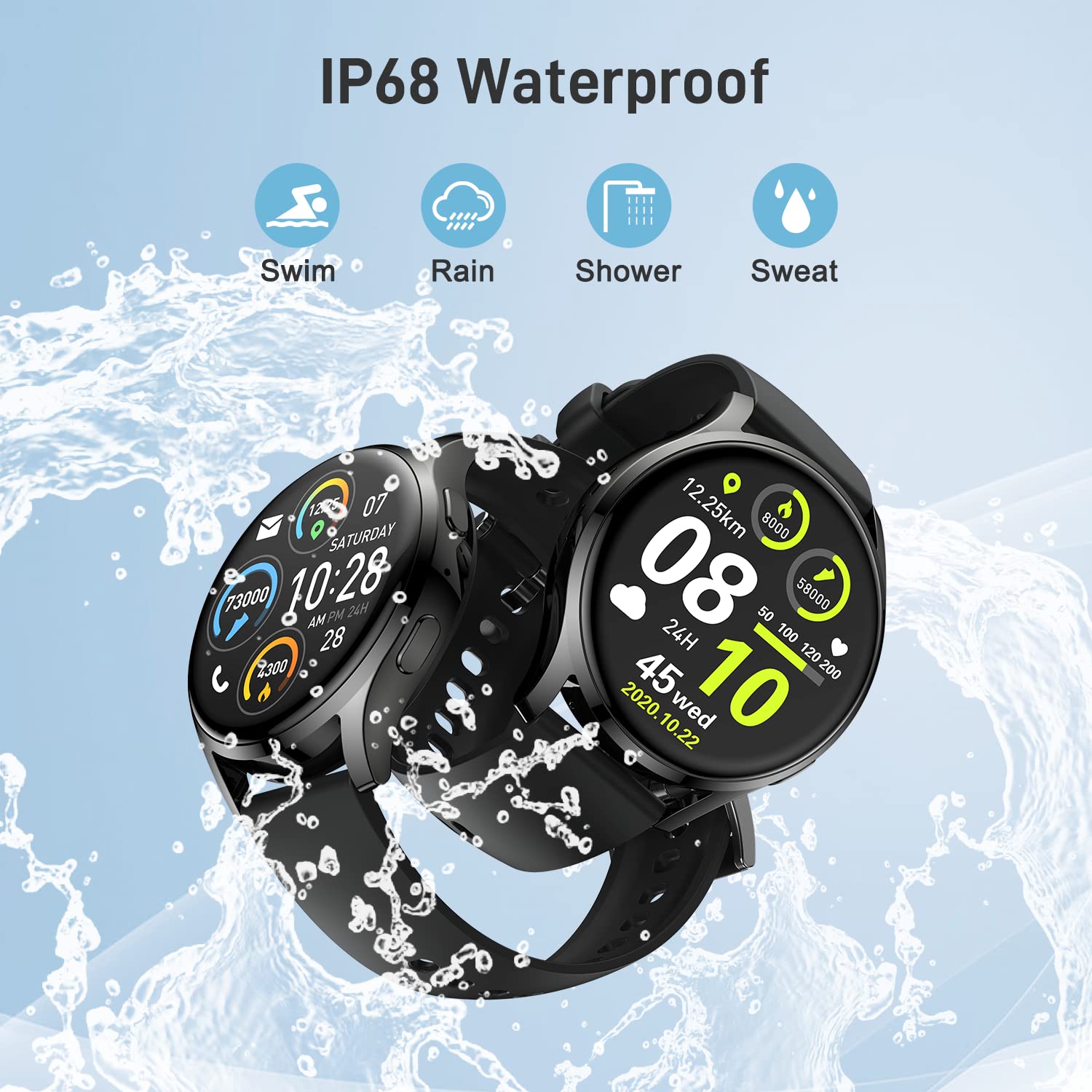 Smart Watch For Men Women Fitness: (Make/Answer Call) Bluetooth Smartwatch For Android Ios Phone Waterproof Sport Running Digita