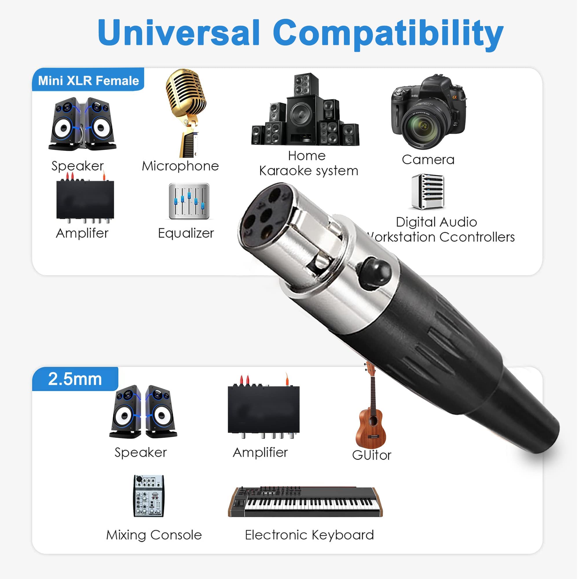 Xmsjsiy 4 Pin Mini Xlr Connector Ta4F Adapter Female Plug Mic Microphone Audio Connector,Mini Xlr Cable Ends Replacement F Plug