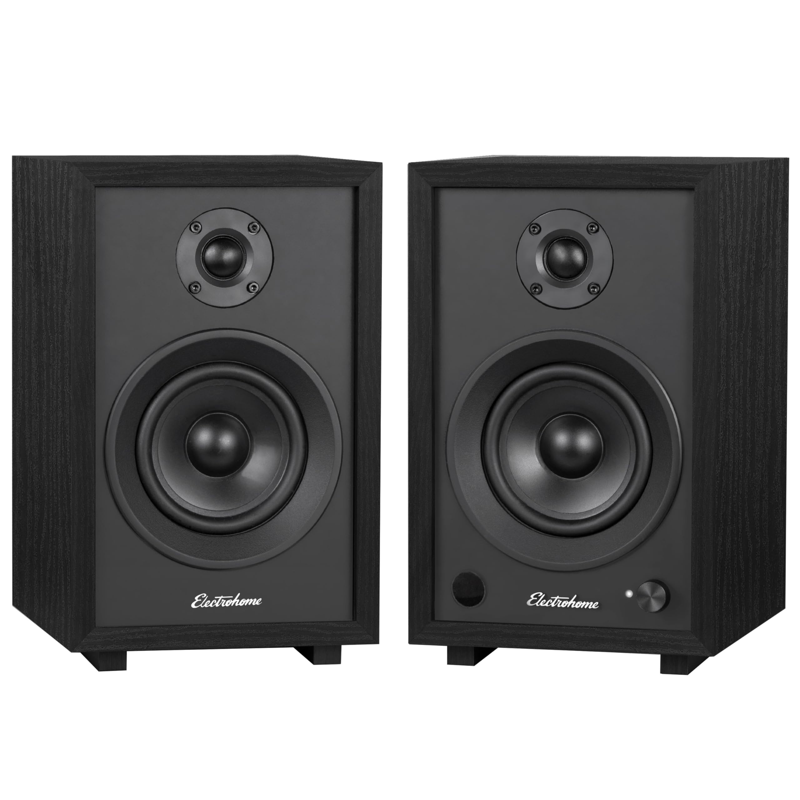 Electrohome McKinley 2.0 Stereo Powered Bookshelf Speakers with Built-in Amplifier and 4 Drivers for Turntable, TV, PC and Wirel