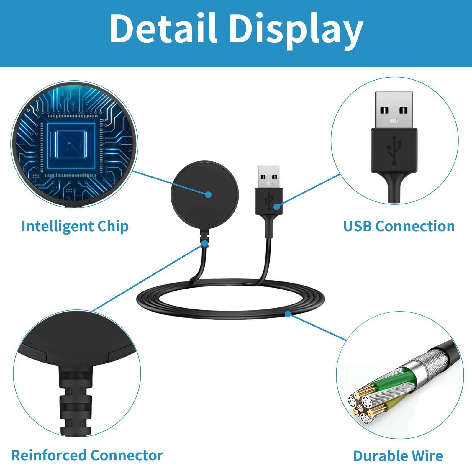 [2 Pack, 3.3Ft] Charger For Samsung Galaxy Watch 7/6/6 Classic/5/5 Pro/Ultra/Fe, Galaxy Watch 4/3/Active 2/Active Charger Fast C