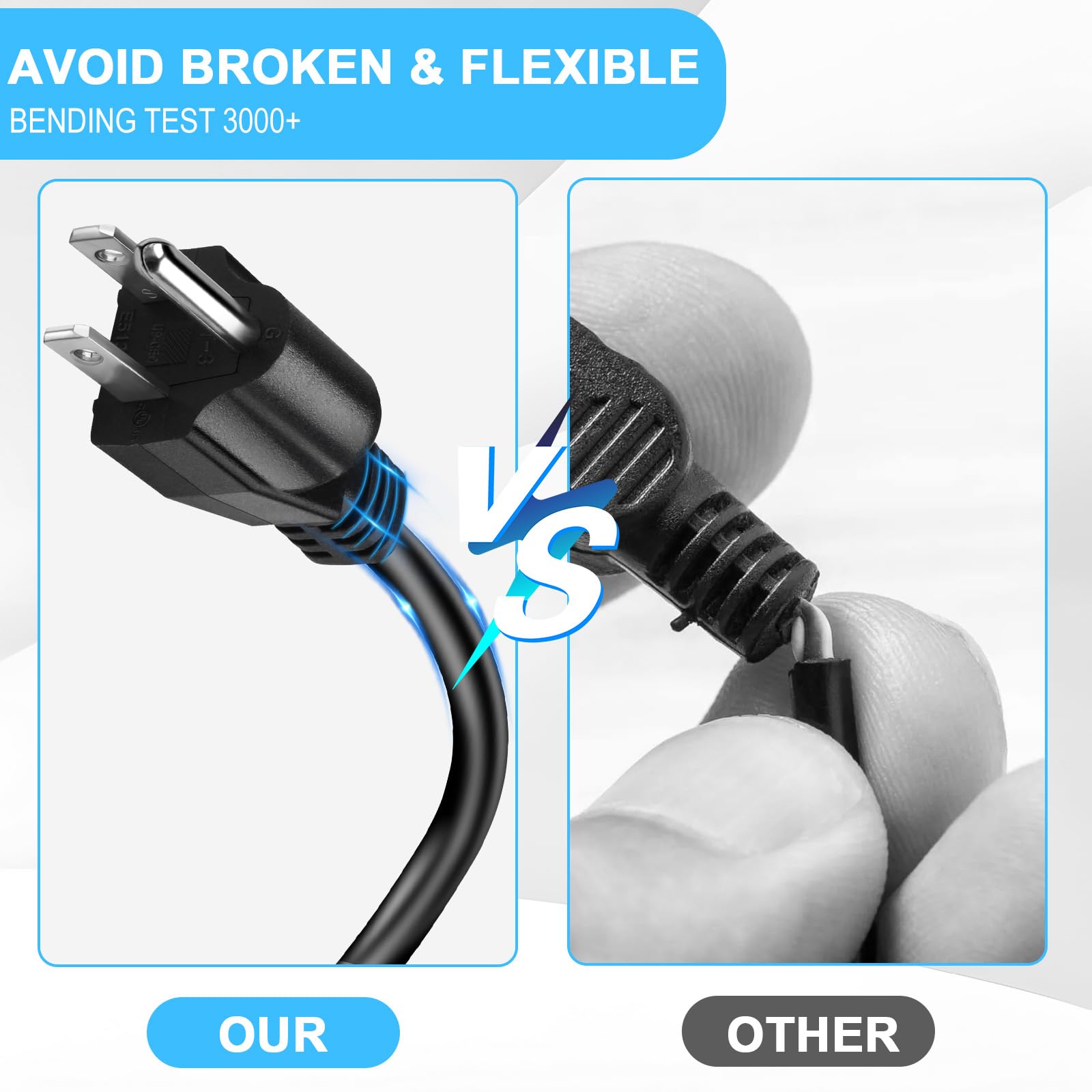 Short Power Extension Cord,16Awg/13A,Outlet Saver, 3 Prong Male Plug To Female Socket Heavy Duty Power Extension Cable (6Ft/1.8M