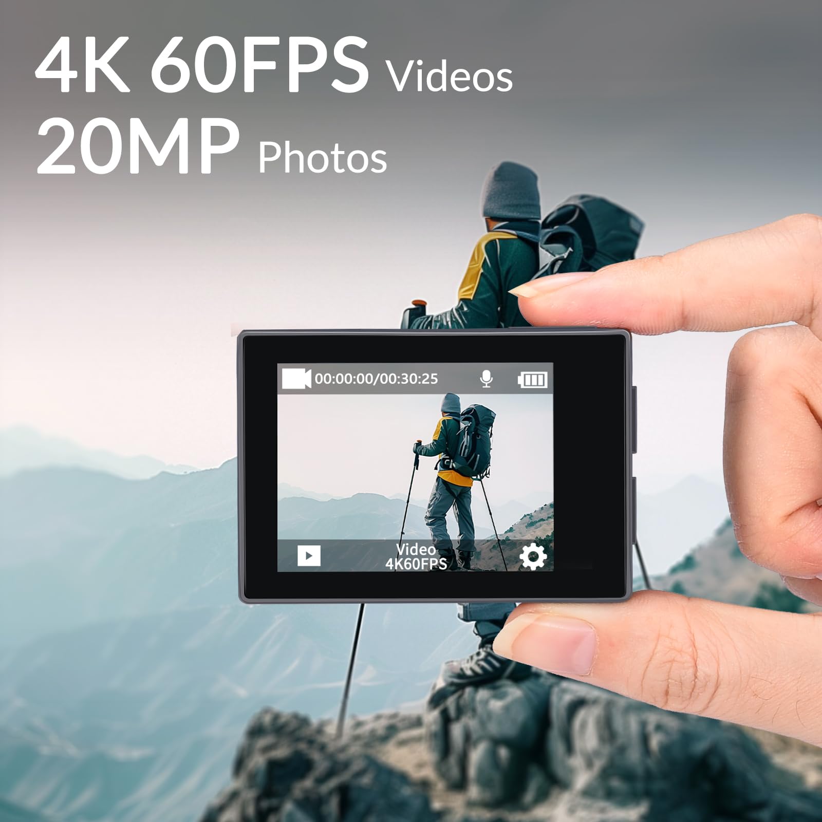 Icefox I8 Action Camera With 4K 60Fps 20Mp, 5X Zoom, Underwater Waterproof Camera With Optimized Eis, Video & Photo Editing By S