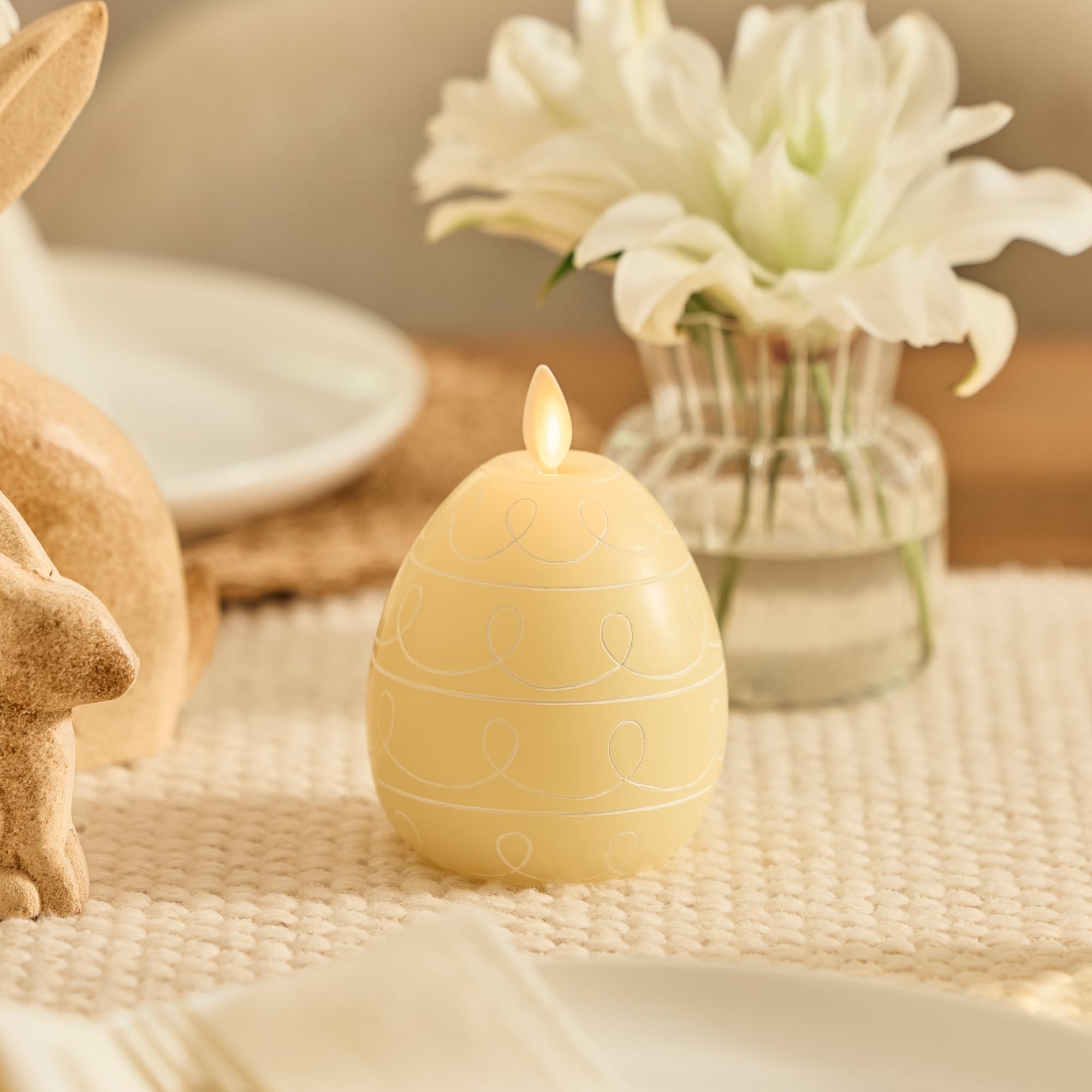 Luminara Easter Egg Candle   Lemon Chiffon 3.1'' X 4.3''   Flameless Real Flame Holiday   Inspired Decor   Aa Batteries   Flicke