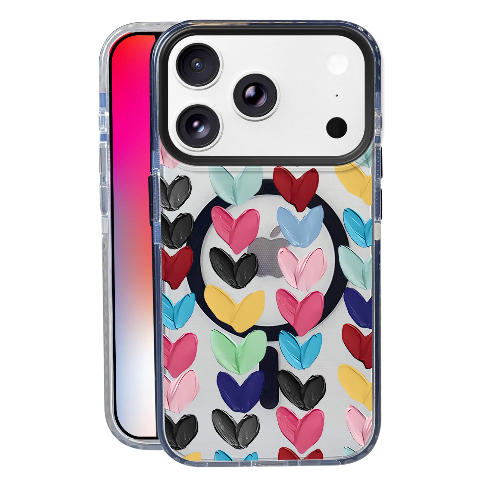 Nimeey Paint Heart for iPhone 17 Pro Max Case,MagSafe Compatible,Matte Soft Slim Shockproof Cover,Anti-Fingerprint,Anti-Yellowin