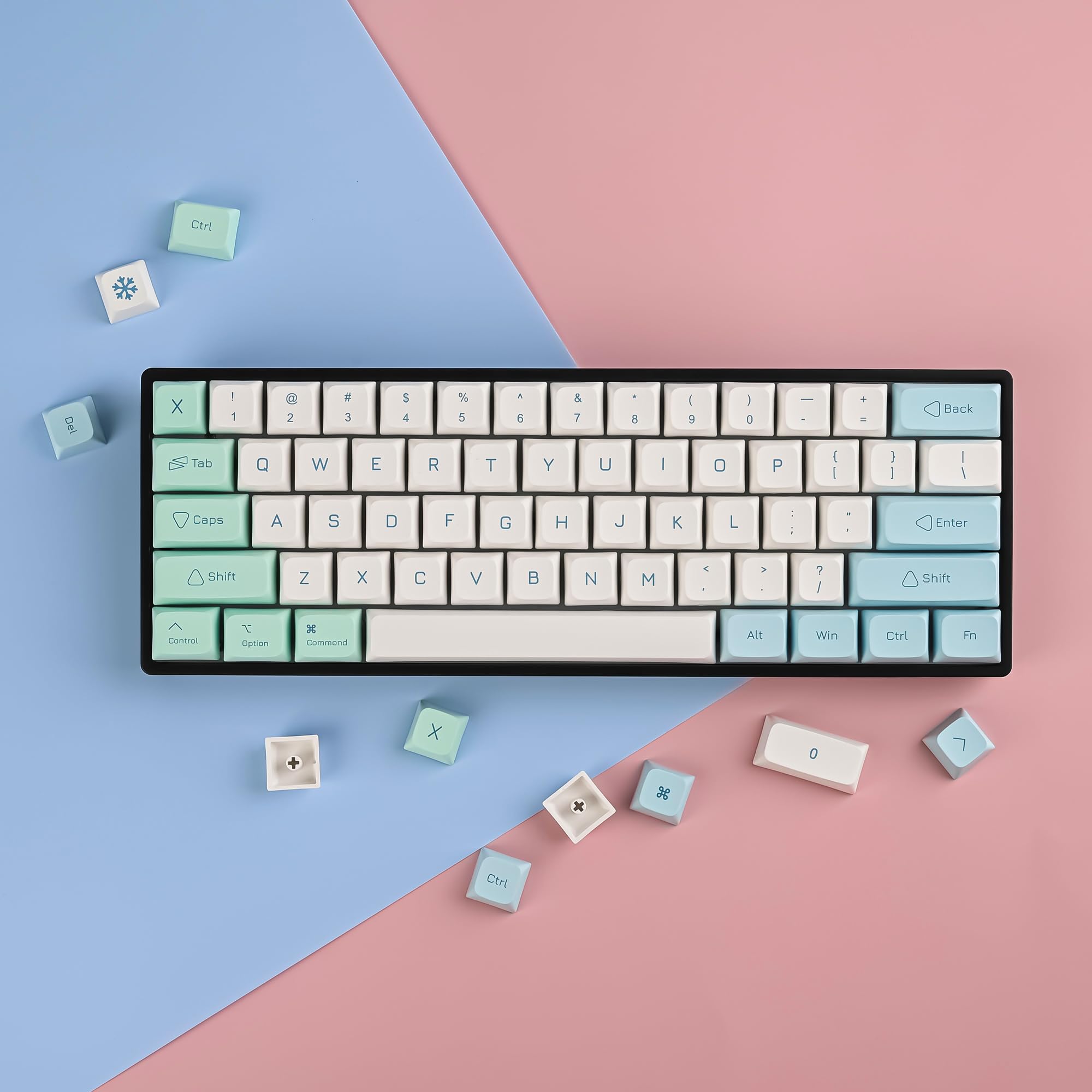 Guffercty Kred 137 Keys Xda Profile Keycaps 75 Percent Cute Ice Mint Pbt Keyboard Caps For Mechanical Keyboard (Ice Mint)
