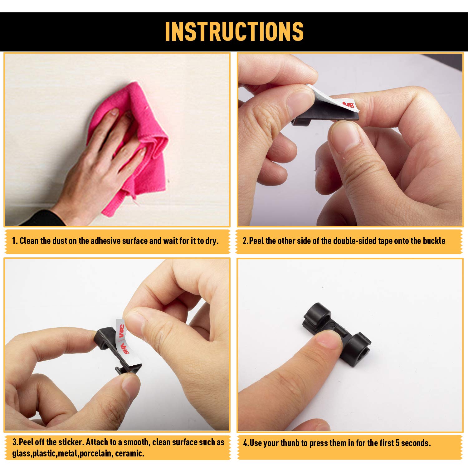 Cable Clips With Strong Self Adhesive, Xiaoxi Cord Organizer Cable Management Organizing Cords Wire For Car, Home And Office   2