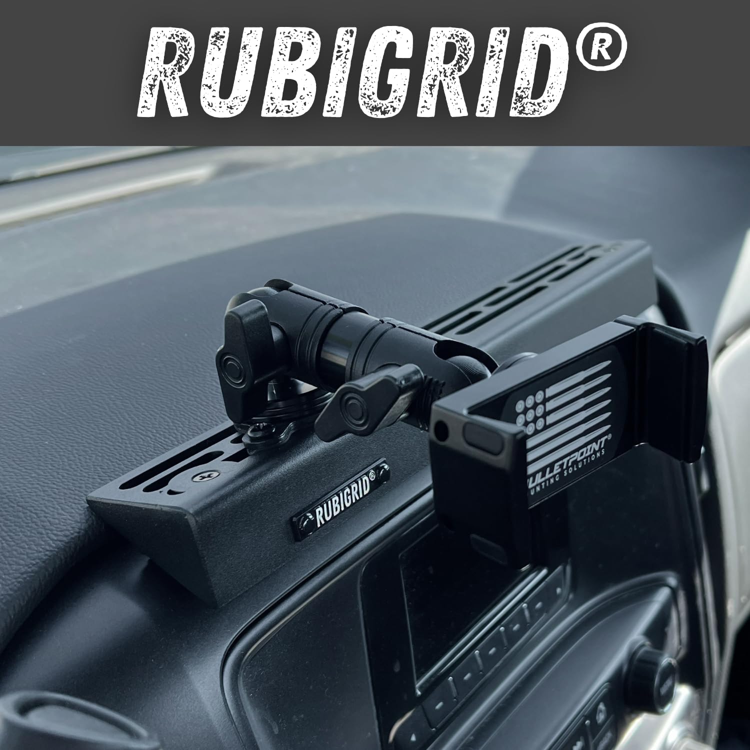 Bulletpoint Rubigrid Metal Dash Mount Phone Holder Compatible With 2014-2018 Chevrolet Silverado/Gmc Sierra + 2015-2019 Hd