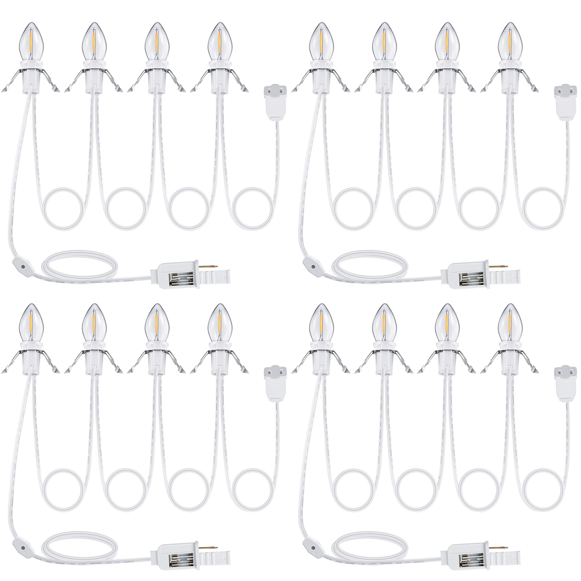 Meonum 4 Pack Accessory Cord With 4 Led Bulbs, End To End Connected Blow Mold Light Cord, 9.8 Feet Lamp Kit With On/Off Switch P