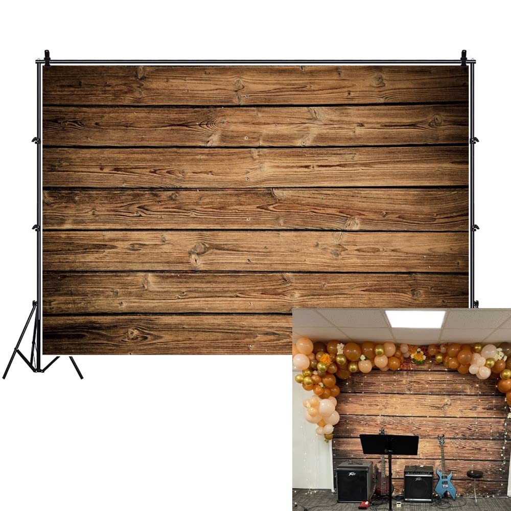 Ofila Wood Backdrop For Photography 10X8Ft Vinyl Brown Wood Backdrop Rustic Wooden Wall Backdrop Country Wood Photo Backdrop Bir
