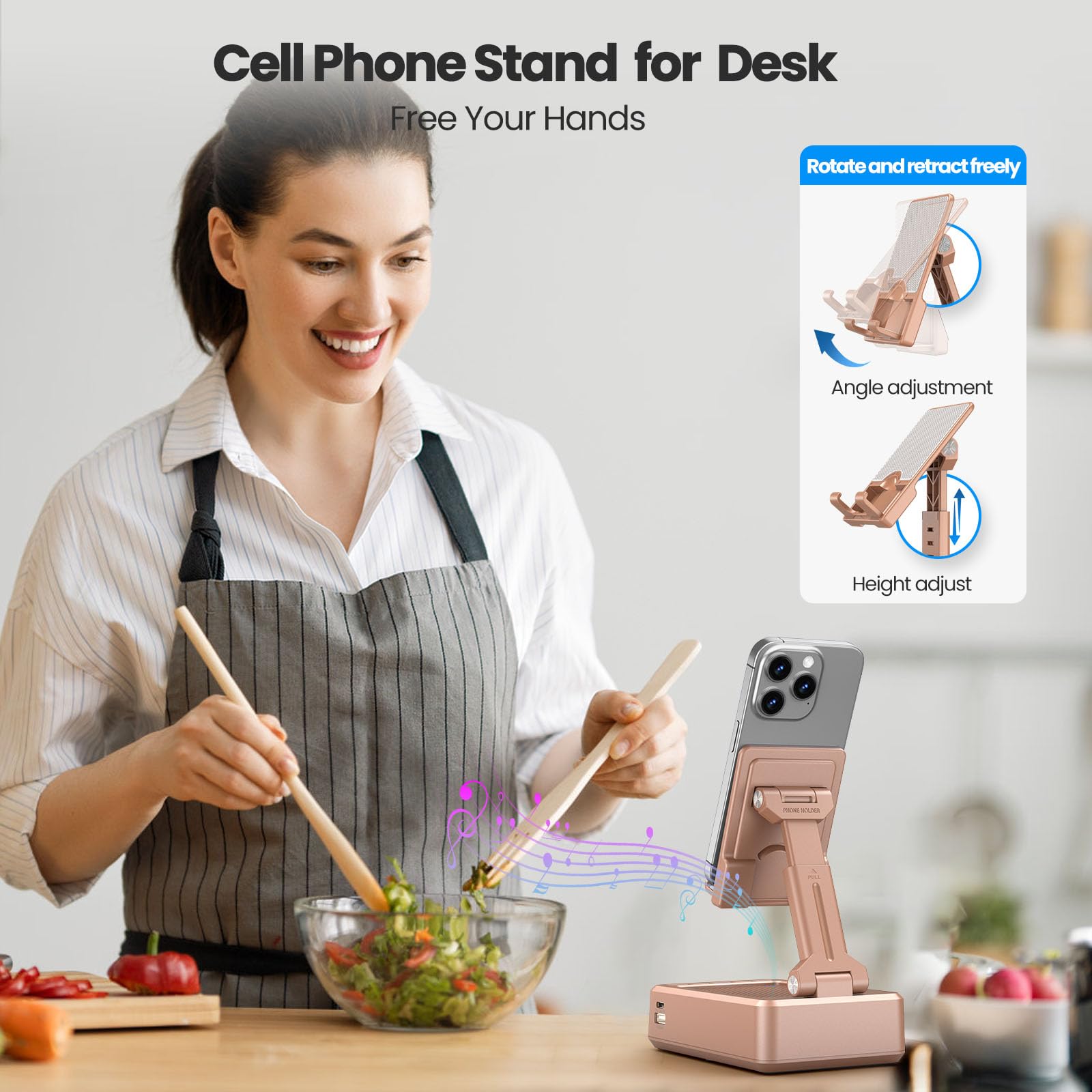 Jteman Cell Phone Stand With Bluetooth Speaker And Charging Function,Bluetooth Audio Power Bank Bracket,Birthday Gifts For Men W