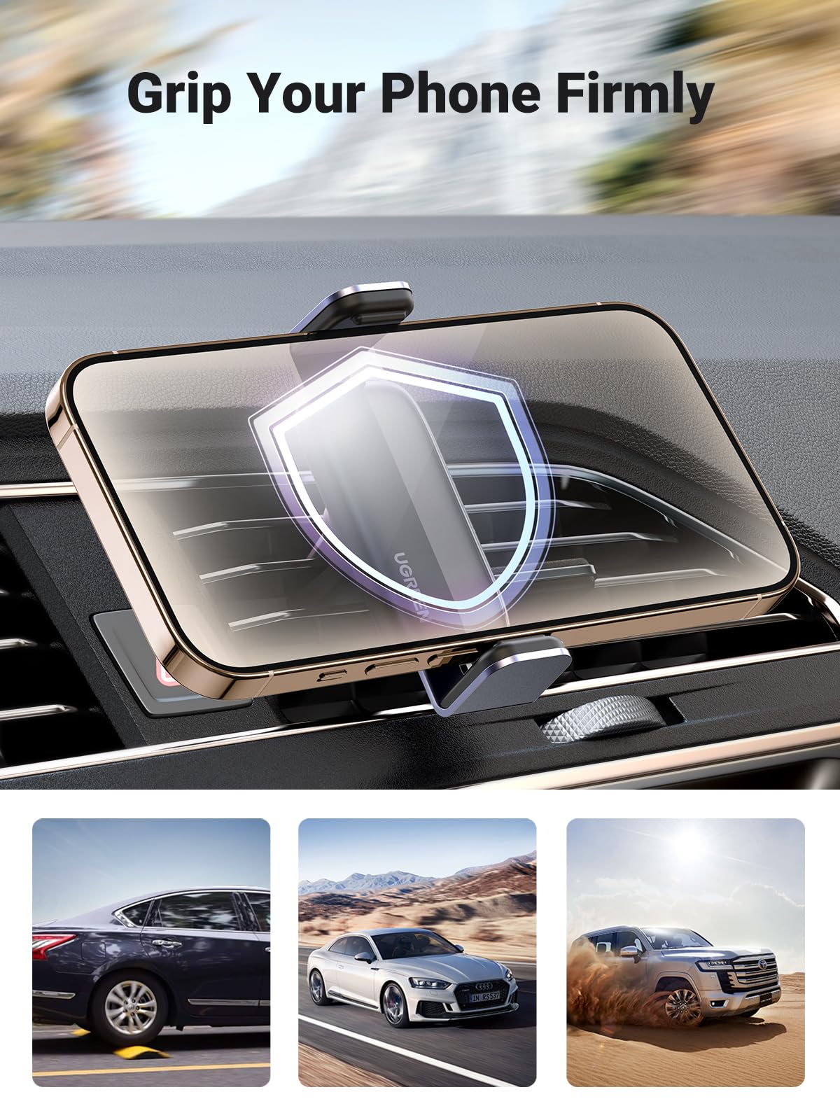 Ugreen Car Vent Phone Mount Air Vent Clip Phone Holder Car Mount Mini Size Compatible With Iphone 16 15 14 13 12 Pro Max Mini Pl