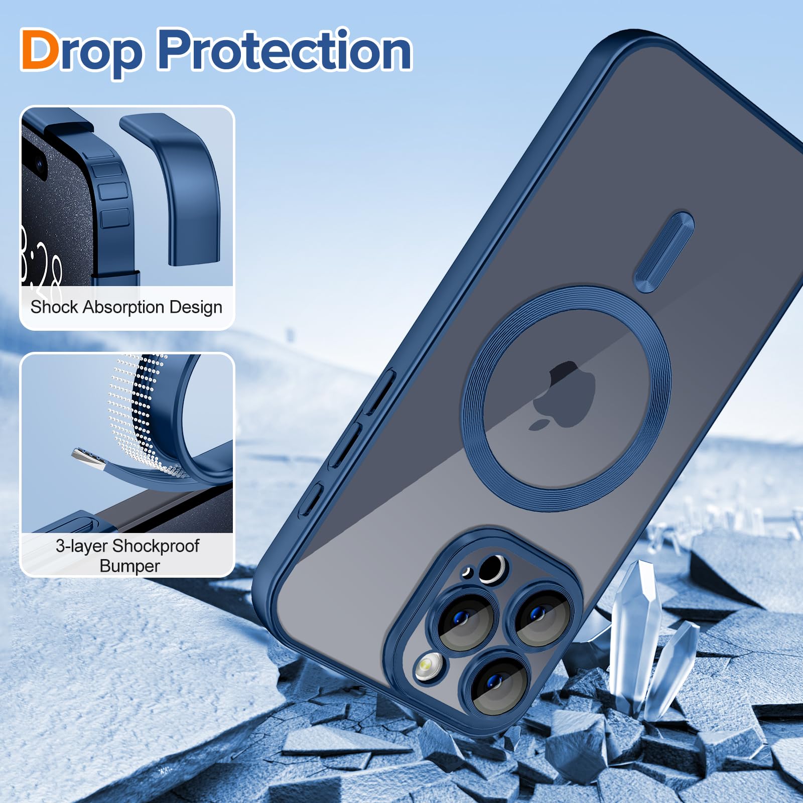 Hython Magnetic Clear Case For Iphone 15 Pro Max Case With Camera Lens Protector [Compatible With Magsafe] Plating Edge Slim Sof