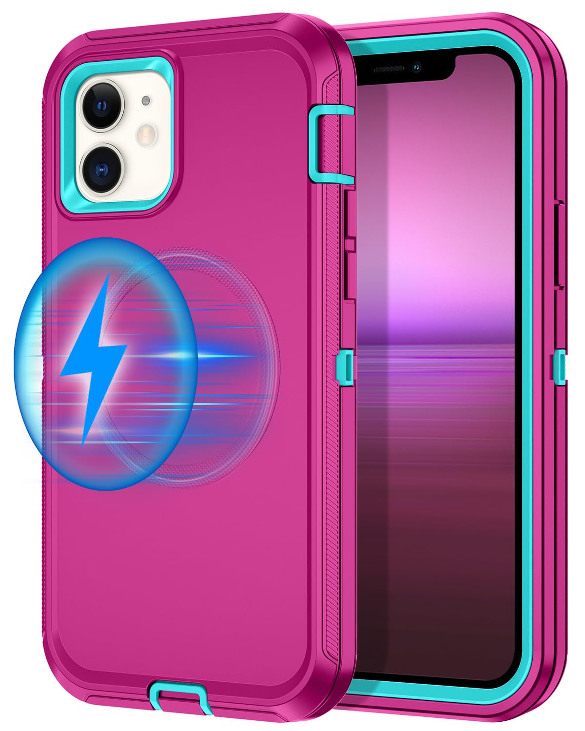 I-HONVA for iPhone 12 Case,iPhone 12 Pro Case [Compatible with MagSafe] Shockproof 3-Layer Full Body Protection Rugged Heavy Dut