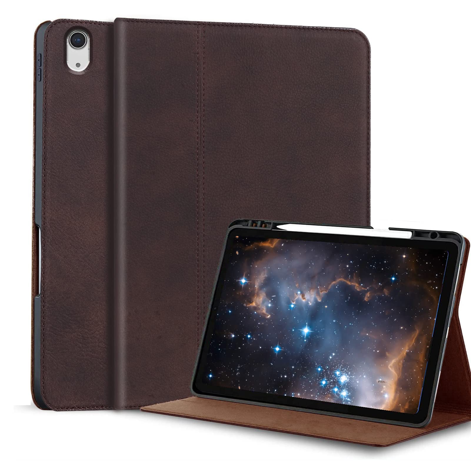 Gexmil Case For Ipad 10.9 Inch,10Th Generation(2022) Protective Genuine Leather Cover With Pencil Holder,Cowhide Folio Cover Aut