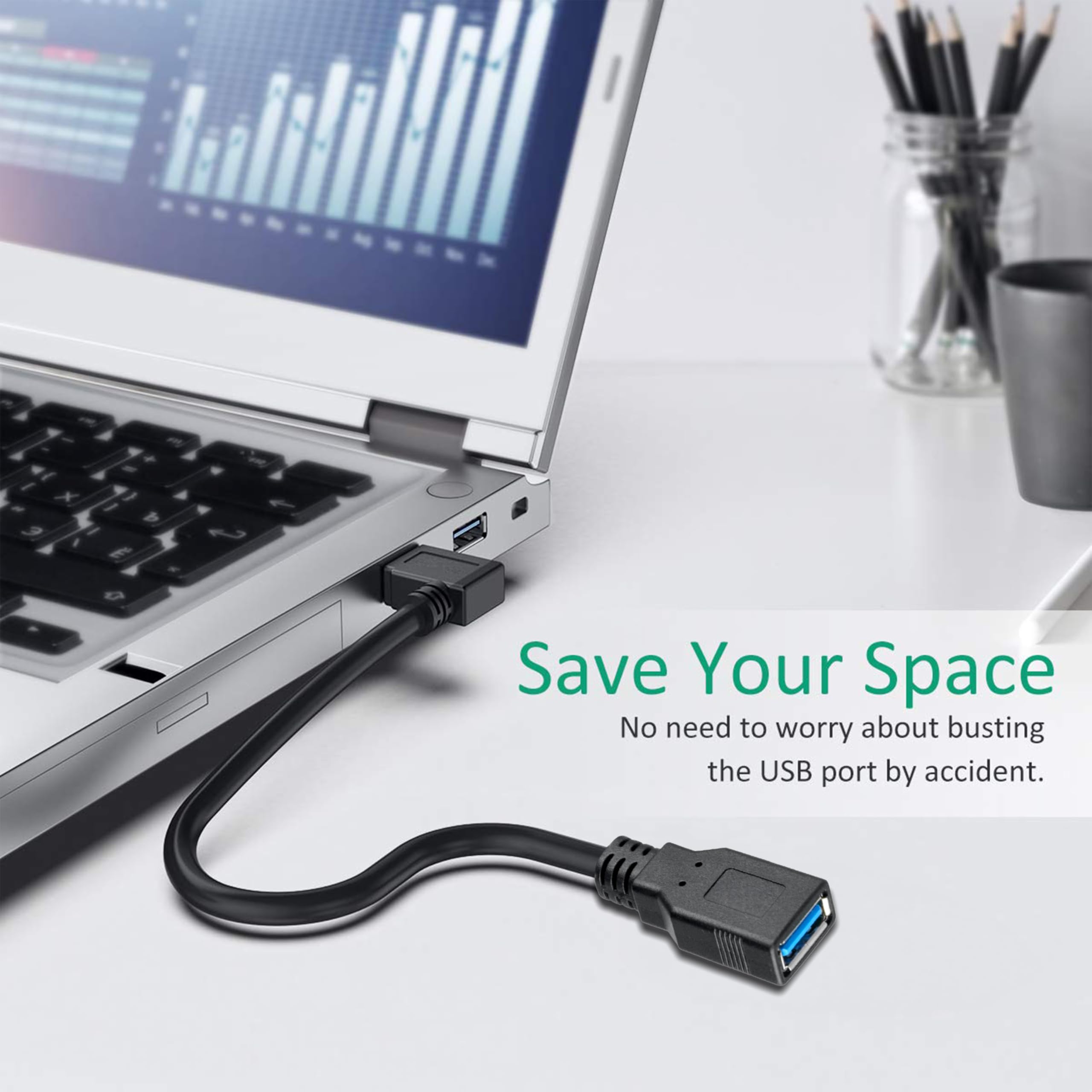 Saitech It 2 Pk 15Cm Usb 3.0 Extension Cable Type A Male To Female High Speed Connection, Extension Cable Convertor Adapter Exte