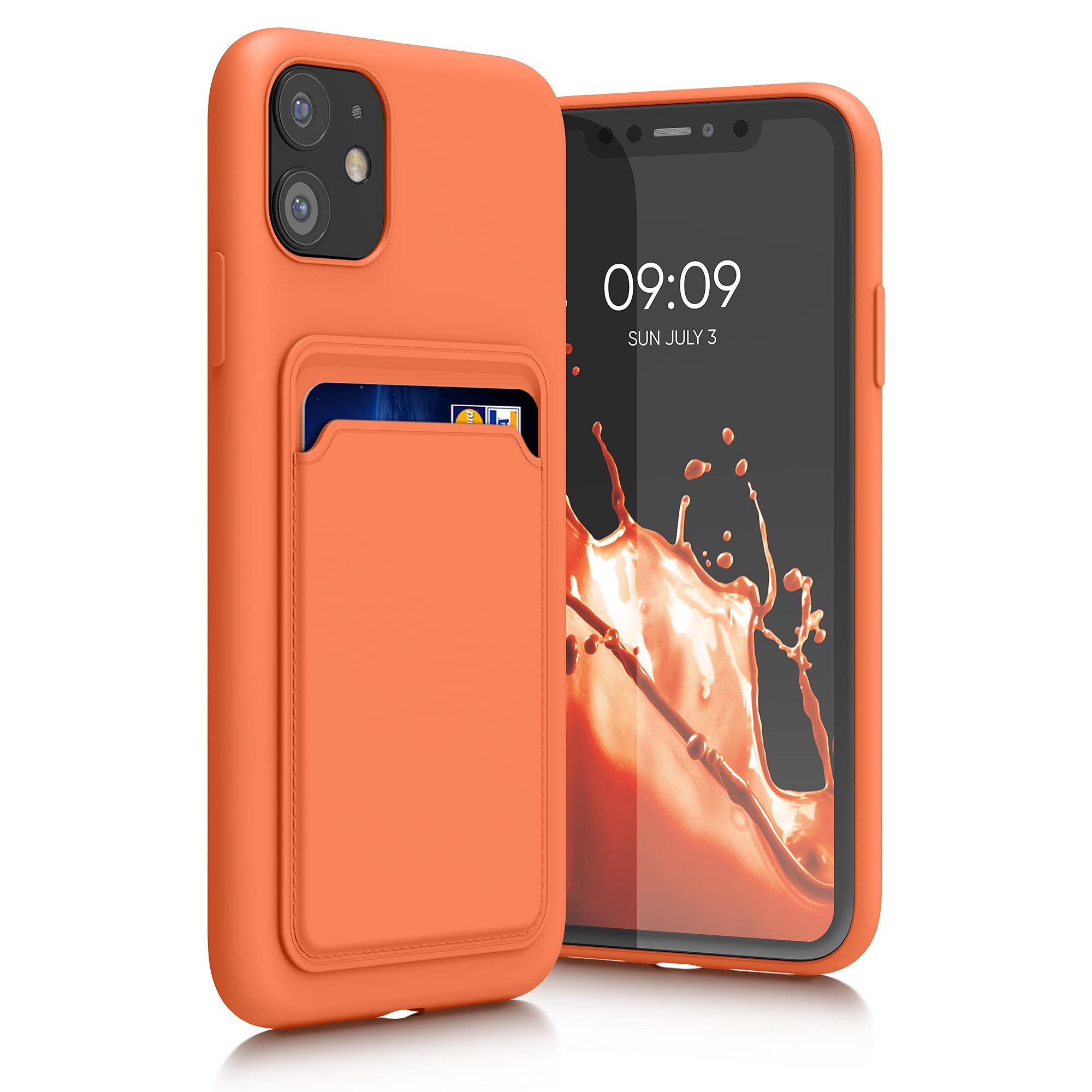 Kwmobile Case Compatible With Apple Iphone 11 Case   Tpu Phone Cover With Credit Card Holder   Orange
