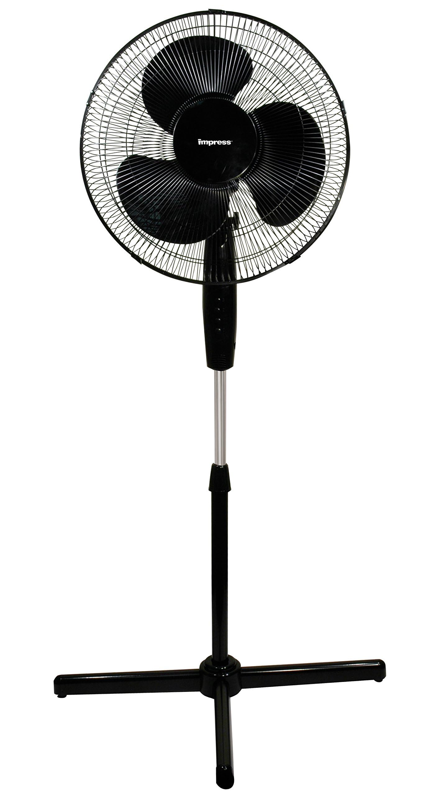 Impress Im 717B, 16 In Oscillating Stand Fan Black